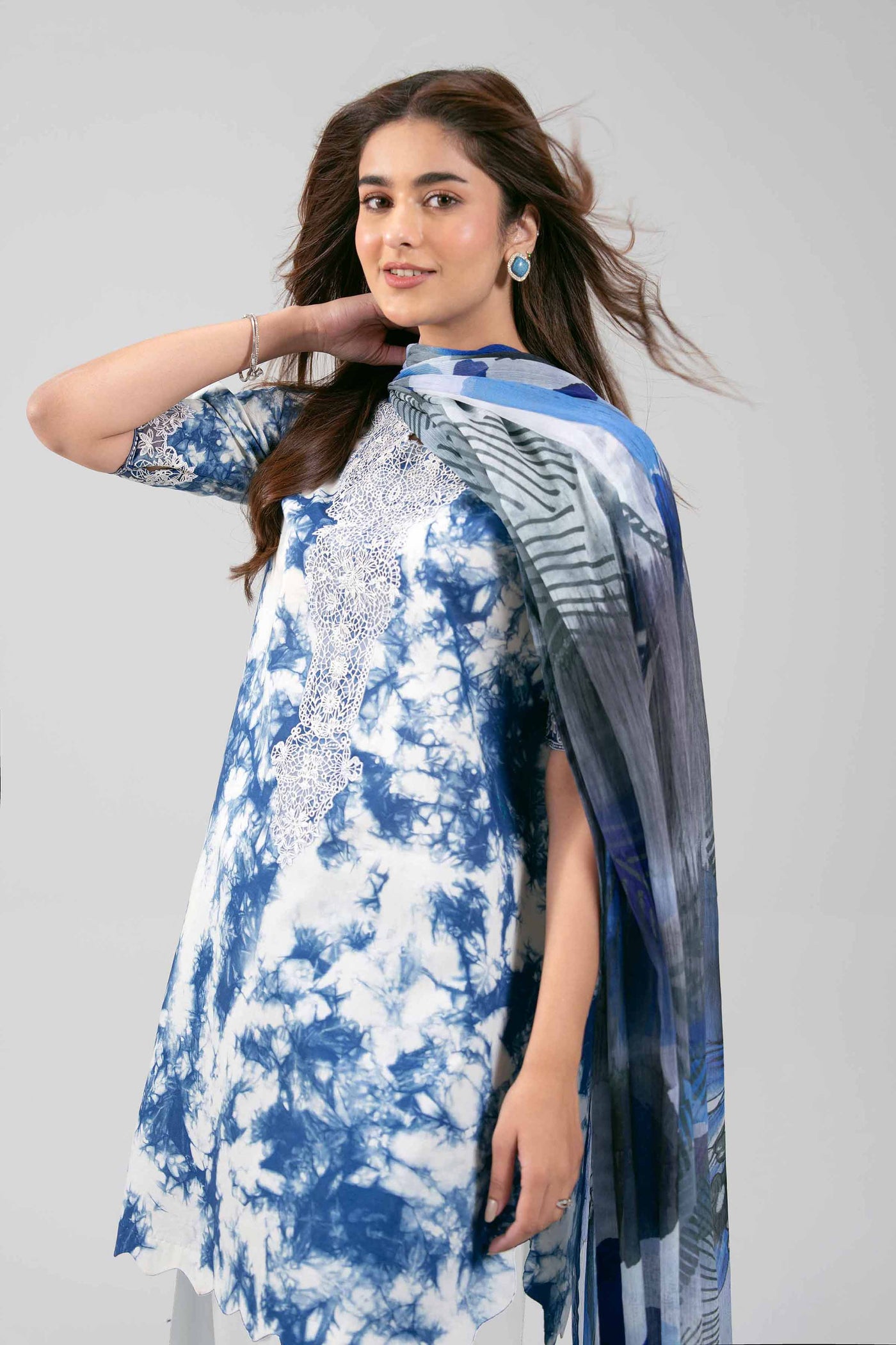 2 Piece Embroidered Organza Suit