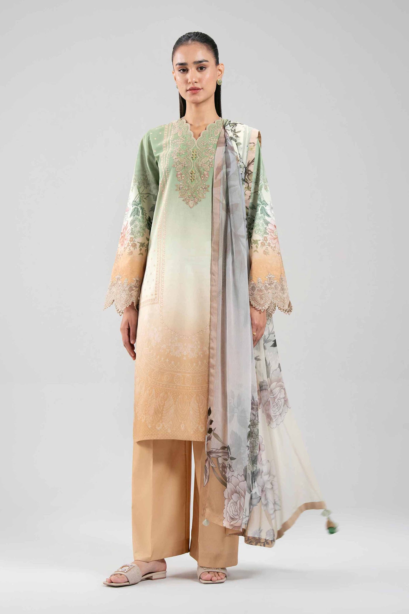 3 Piece Unstitched Embroidered Lawn Suit