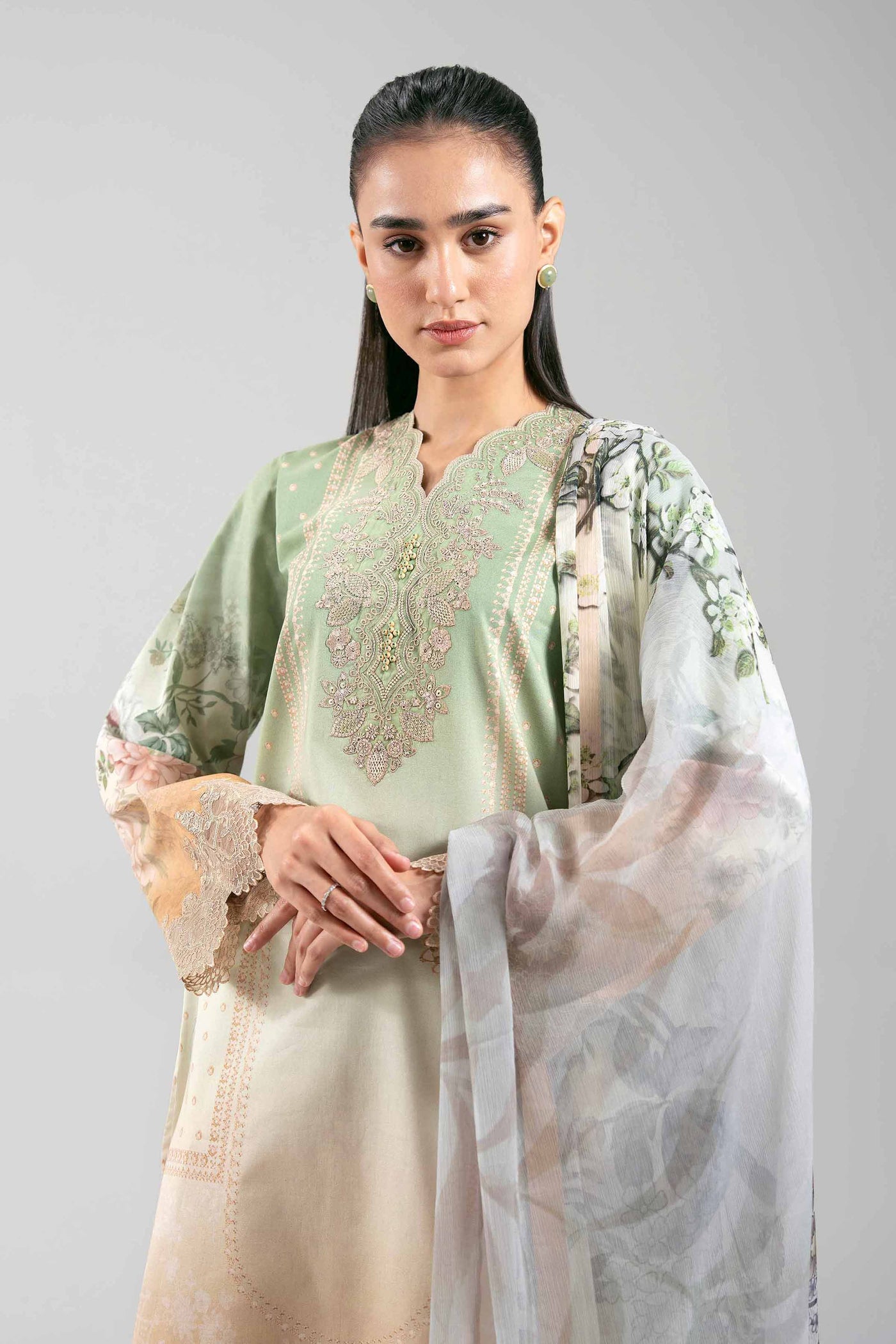 3 Piece Unstitched Embroidered Lawn Suit