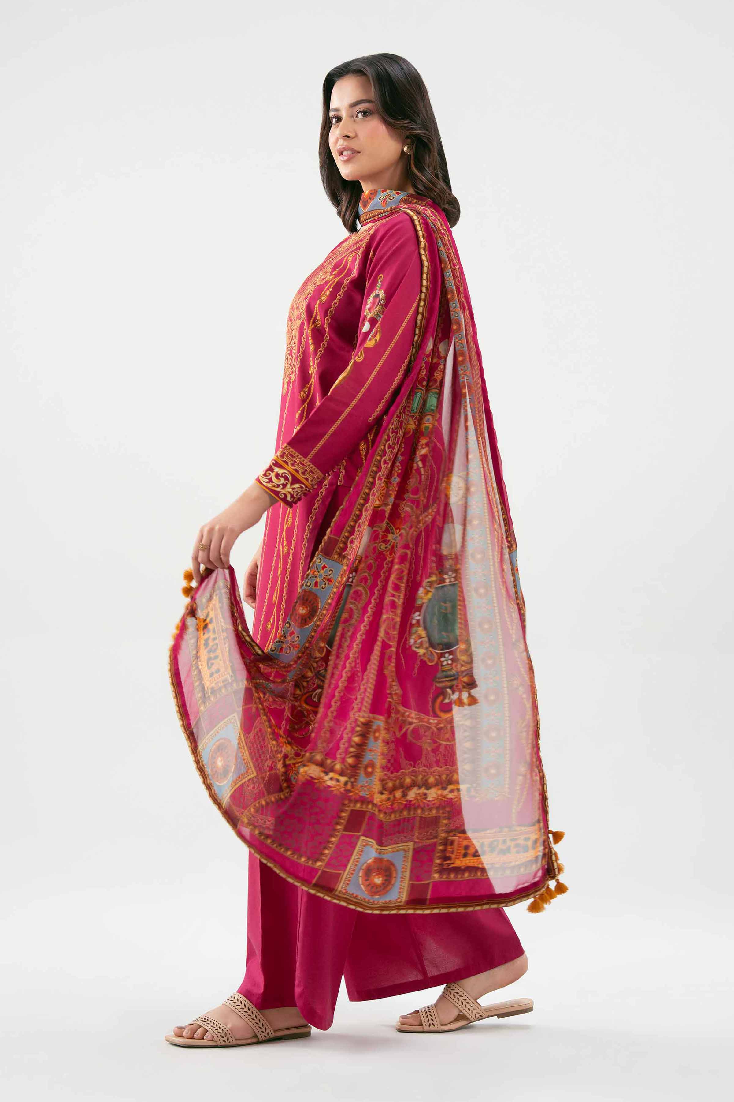 3 Piece - Digital Printed Embroidered Suit - 42601217