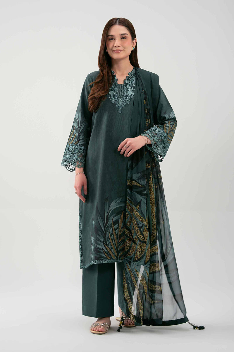3 Piece - Digital Printed Embroidered Suit - 42601218