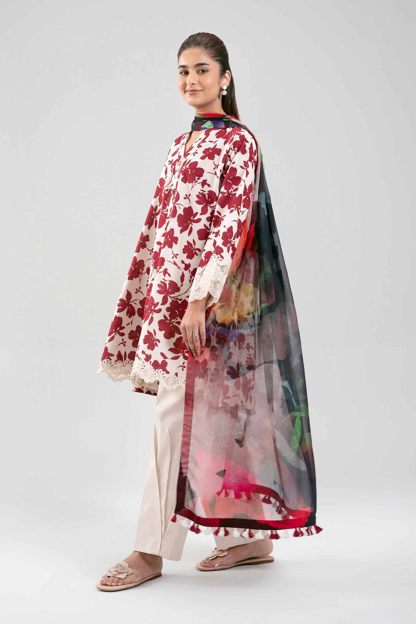 3 Piece Embroidered Dobby Lawn Suit
