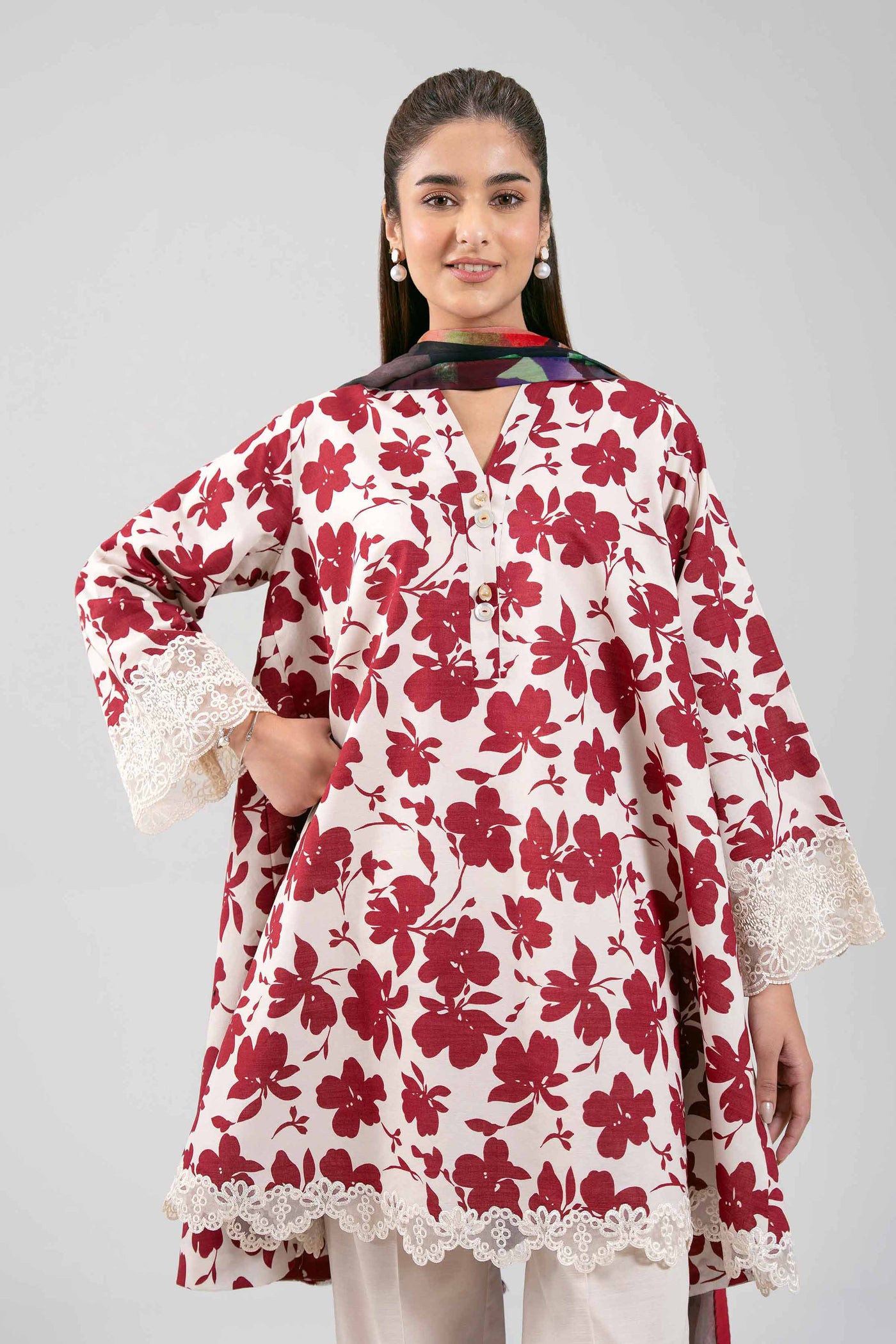 3 Piece Embroidered Dobby Lawn Suit