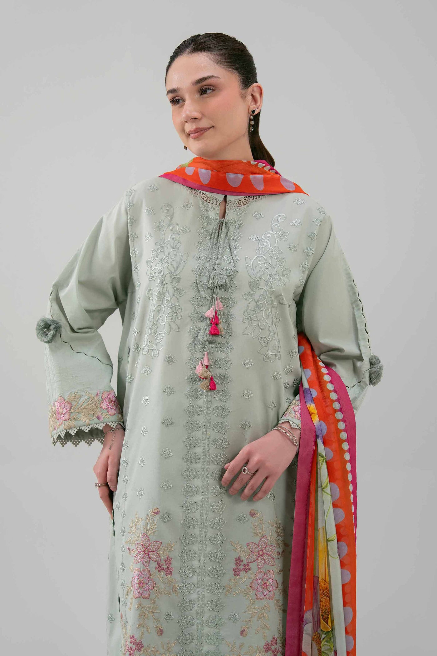 3 Piece Embroidered Jacquard Lawn Suit