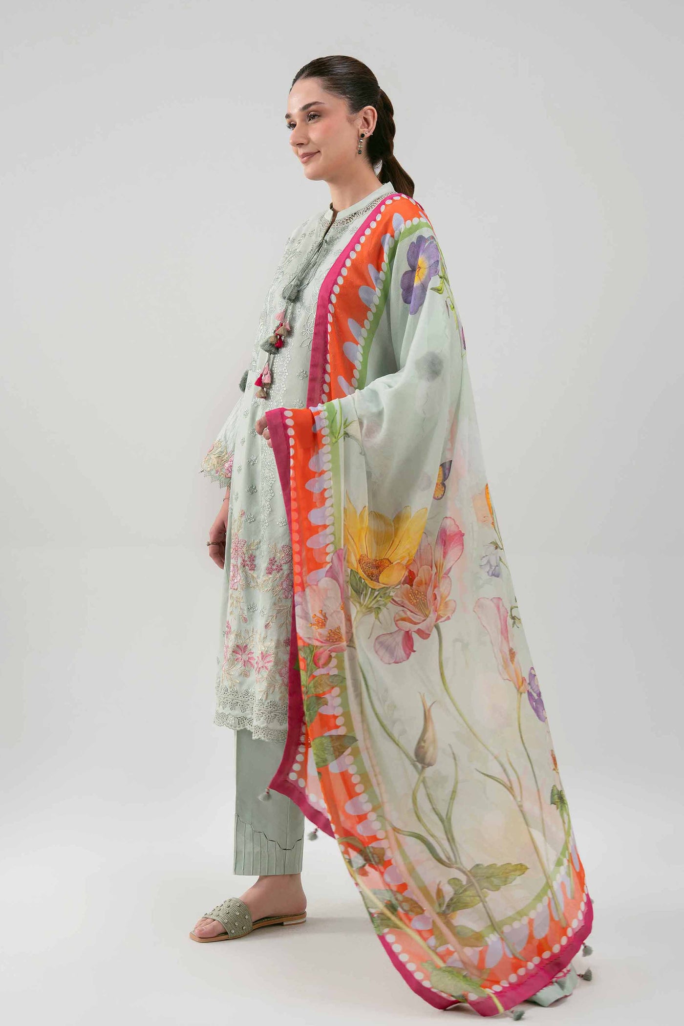 3 Piece Embroidered Jacquard Lawn Suit