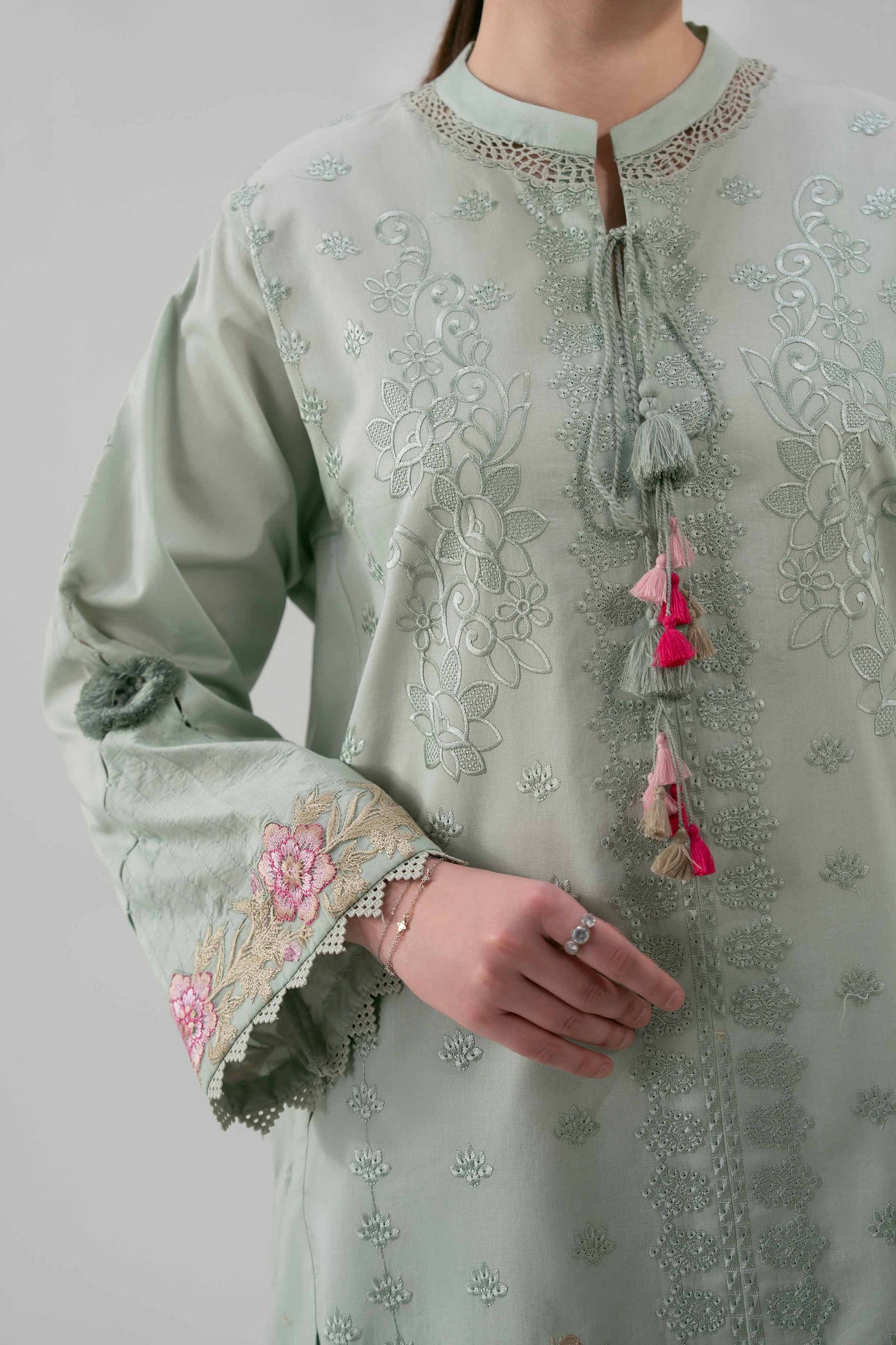 3 Piece Embroidered Jacquard Lawn Suit