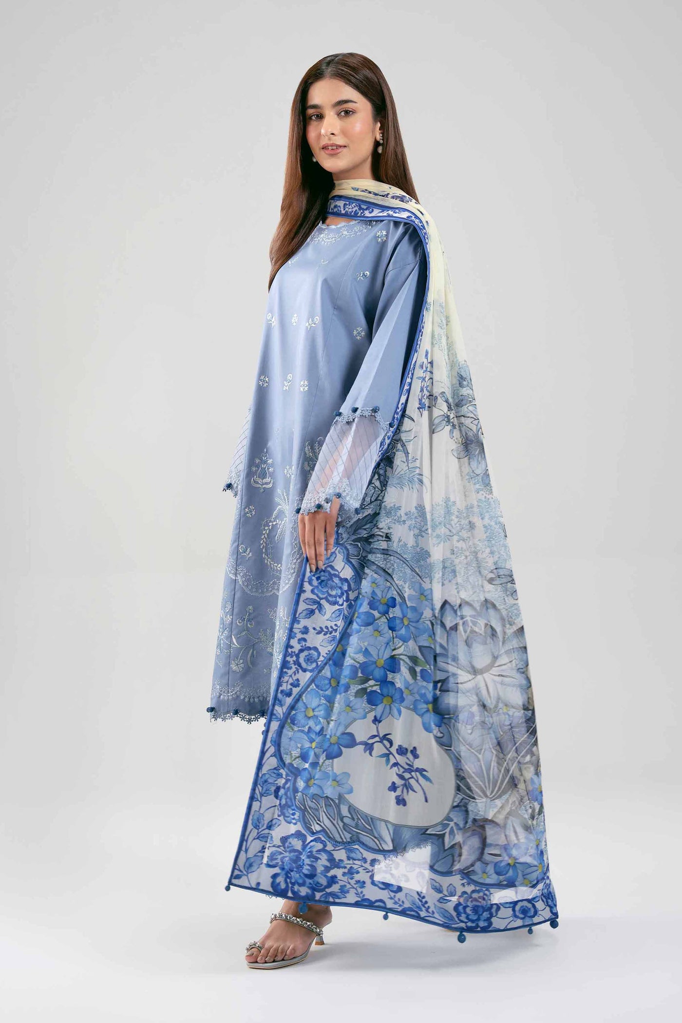 3 Piece Embroidered Chiffon Suit