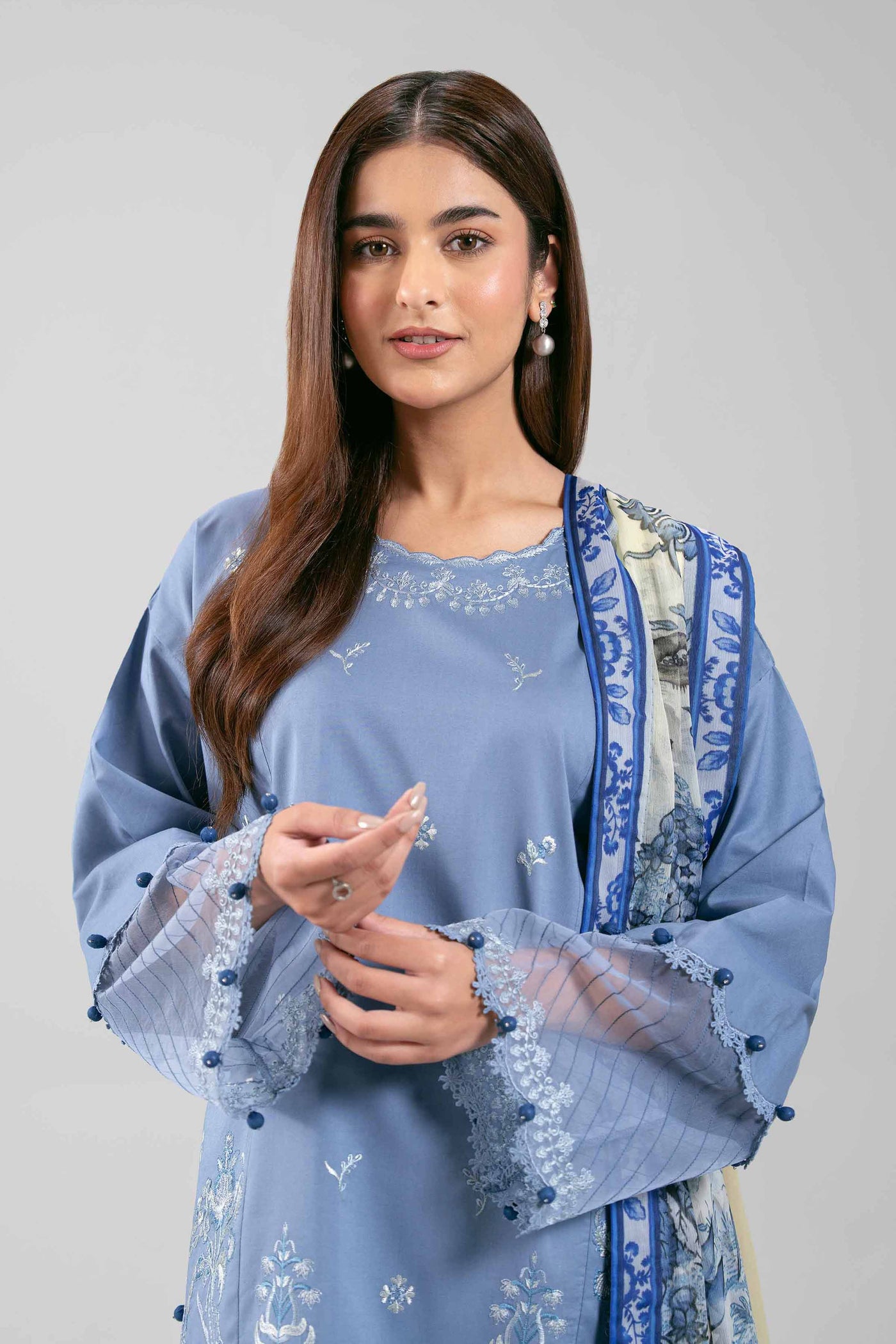 3 Piece Embroidered Chiffon Suit