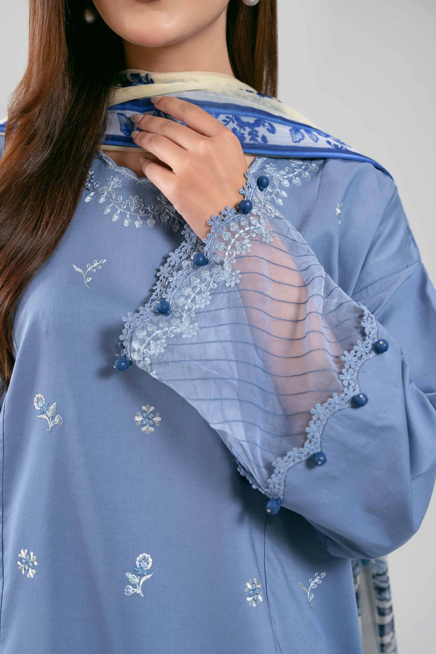 3 Piece Embroidered Chiffon Suit