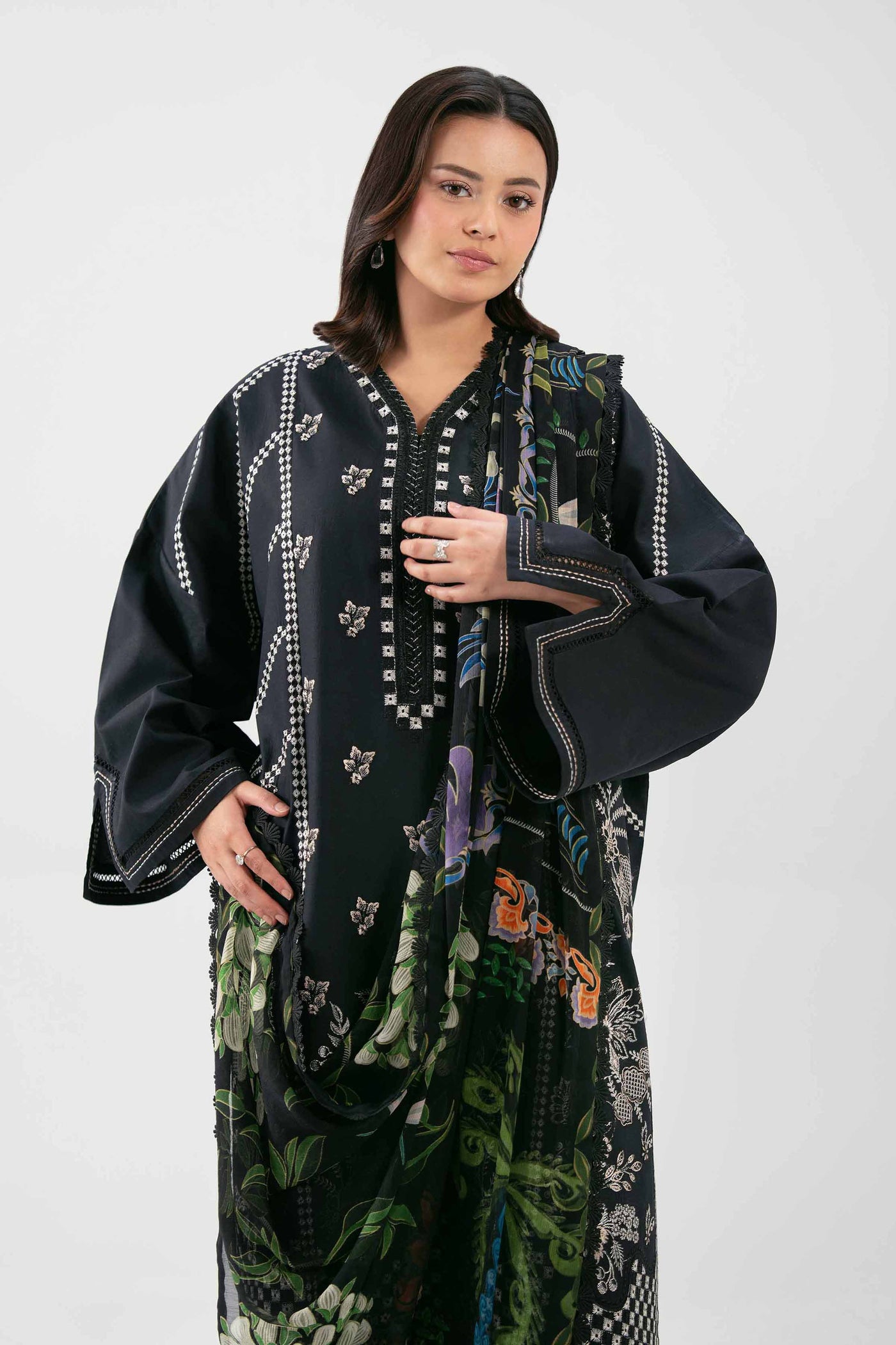 2 Piece Embroidered Organza Suit