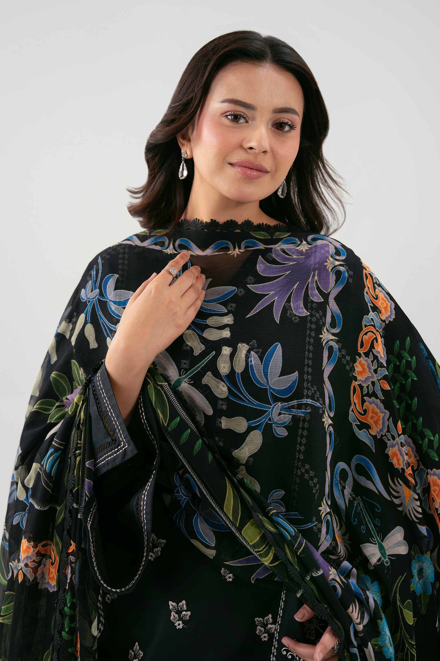 2 Piece Embroidered Organza Suit