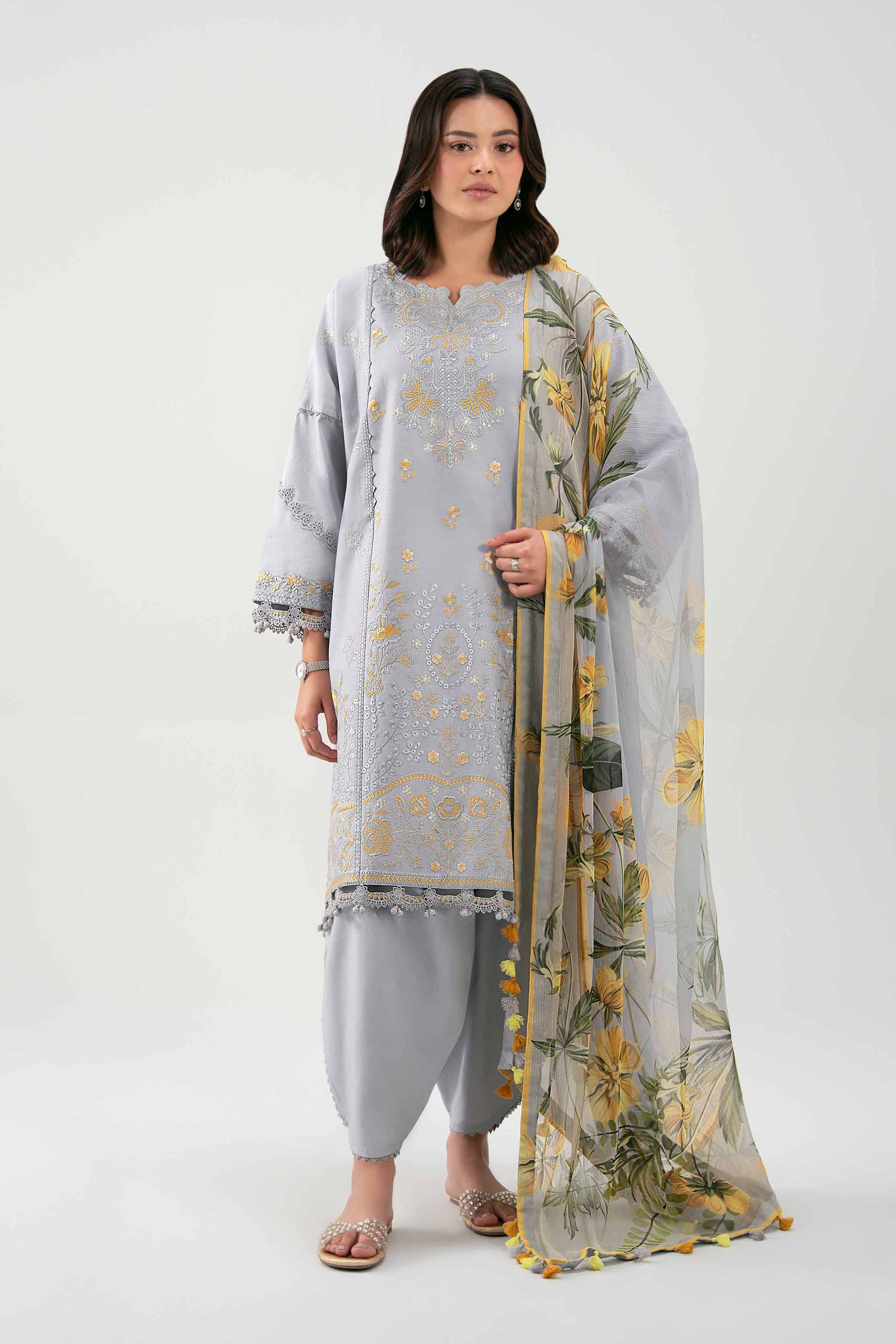 3 Piece Embroidered Masoori Yarn Dyed Suit