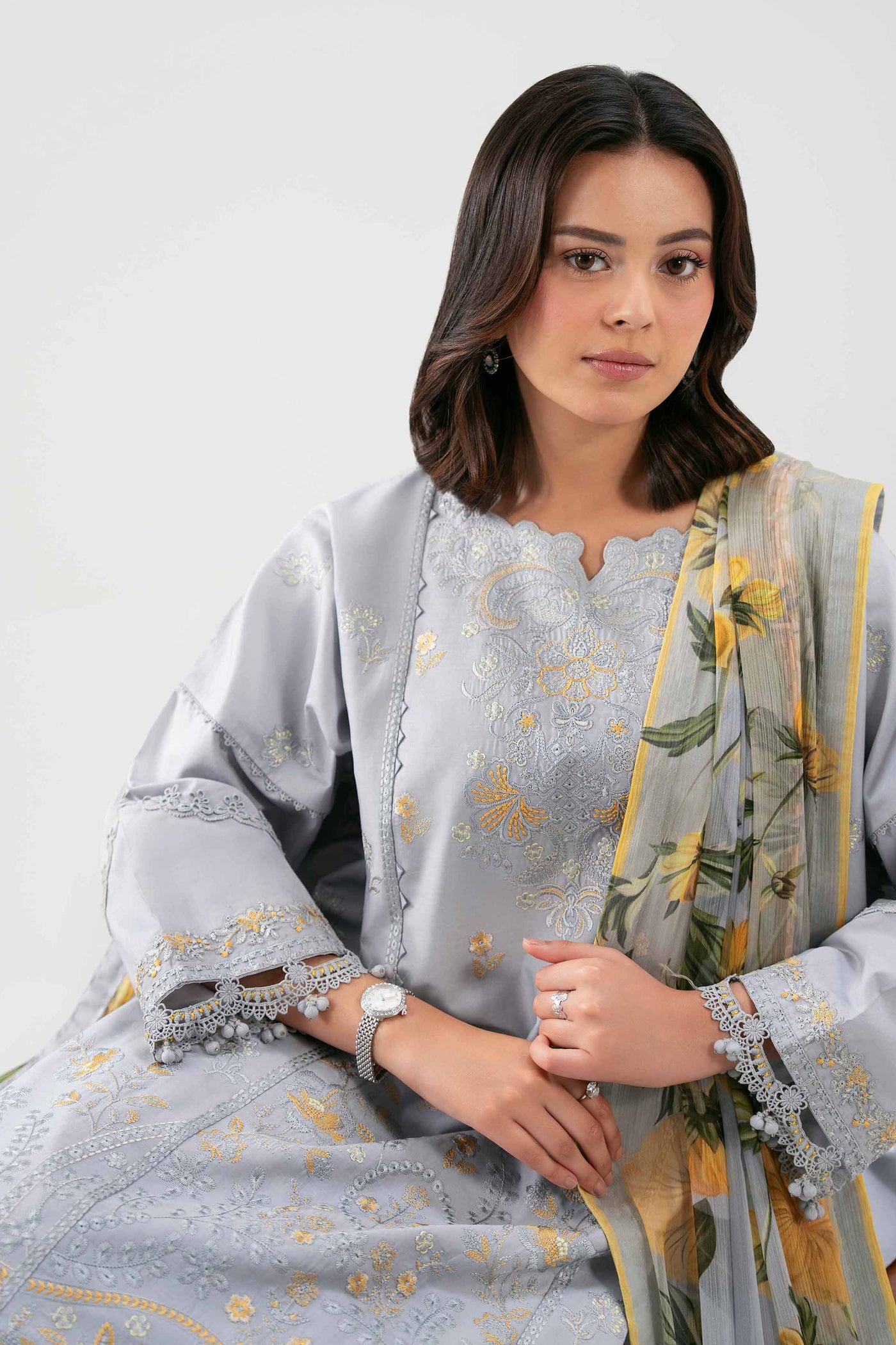 3 Piece Embroidered Masoori Yarn Dyed Suit
