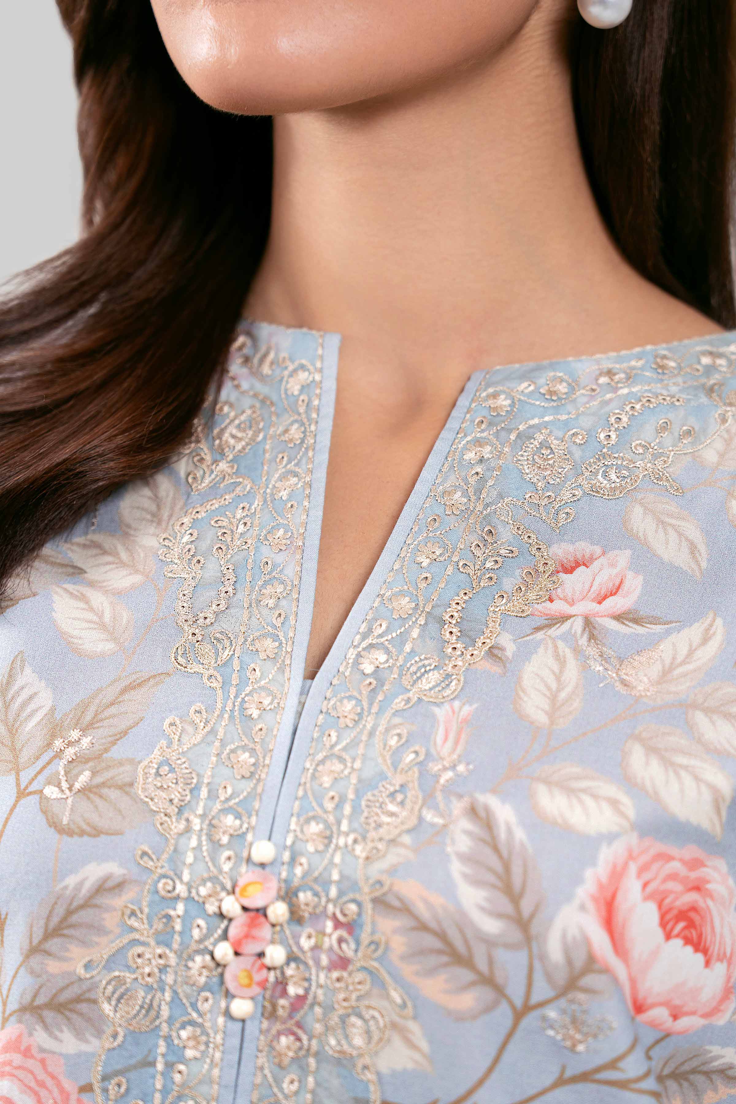 3 Piece - Digital Printed Embroidered Suit - 42601236
