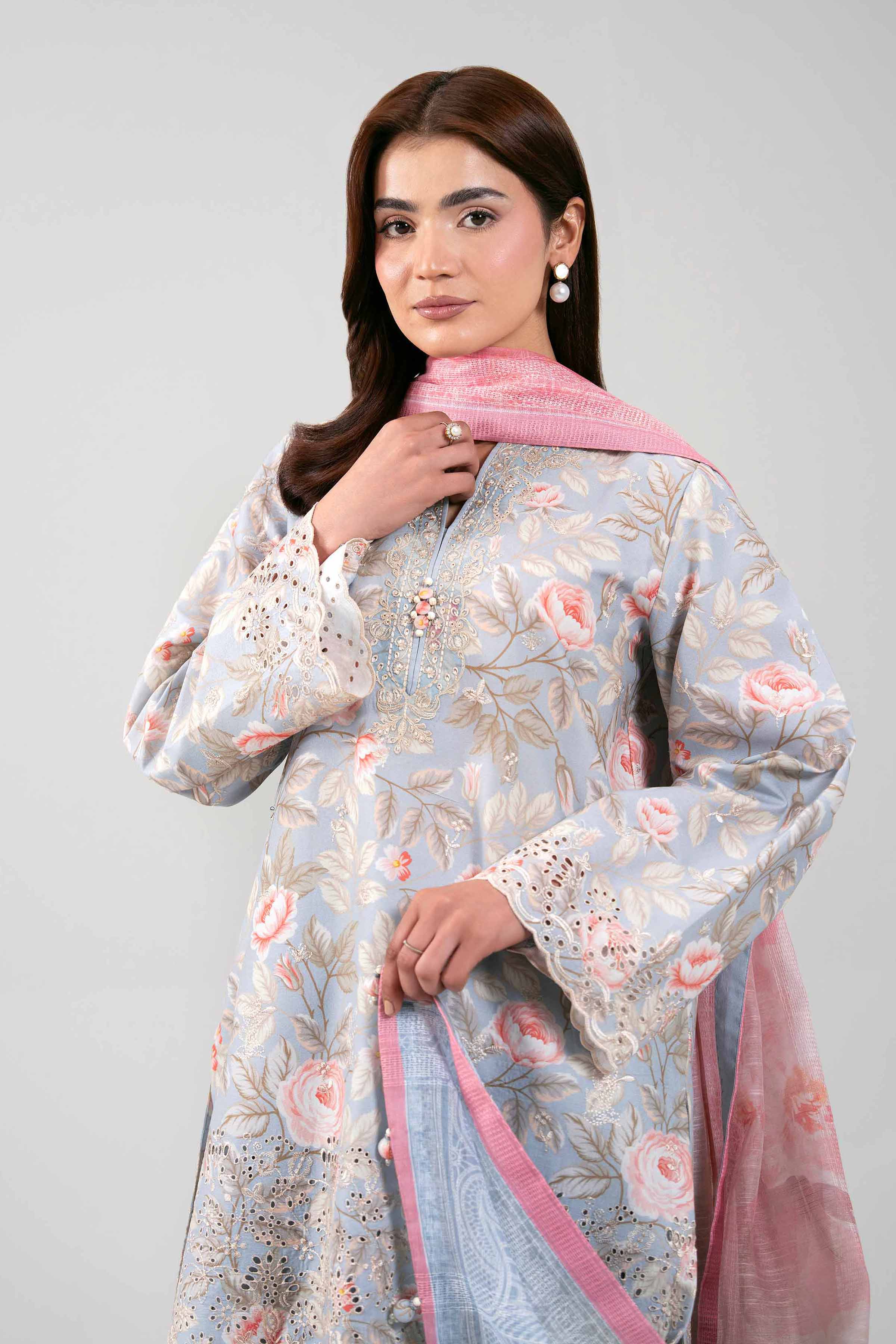 3 Piece - Digital Printed Embroidered Suit - 42601236