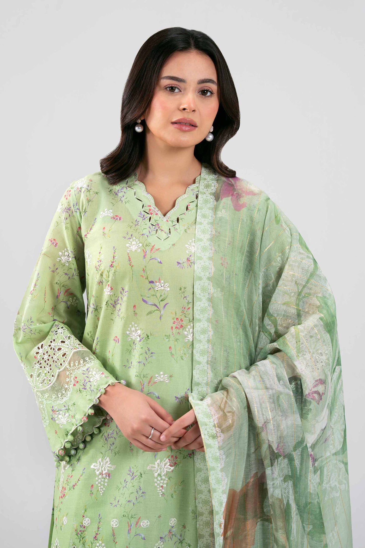 2 Piece Embroidered Dobby Lawn Suit