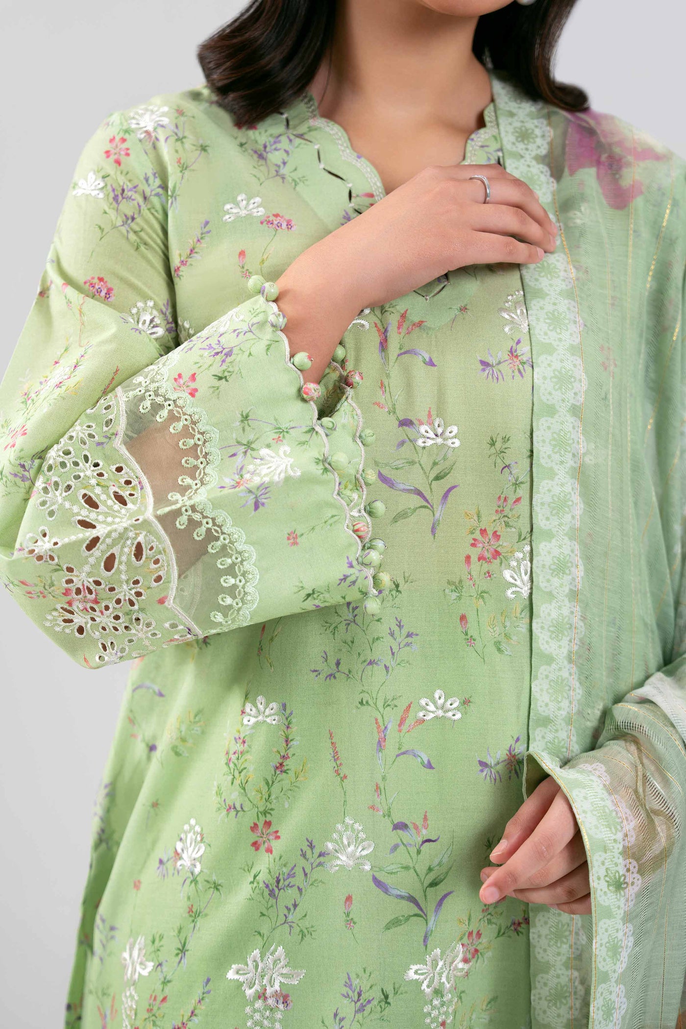 2 Piece Embroidered Dobby Lawn Suit