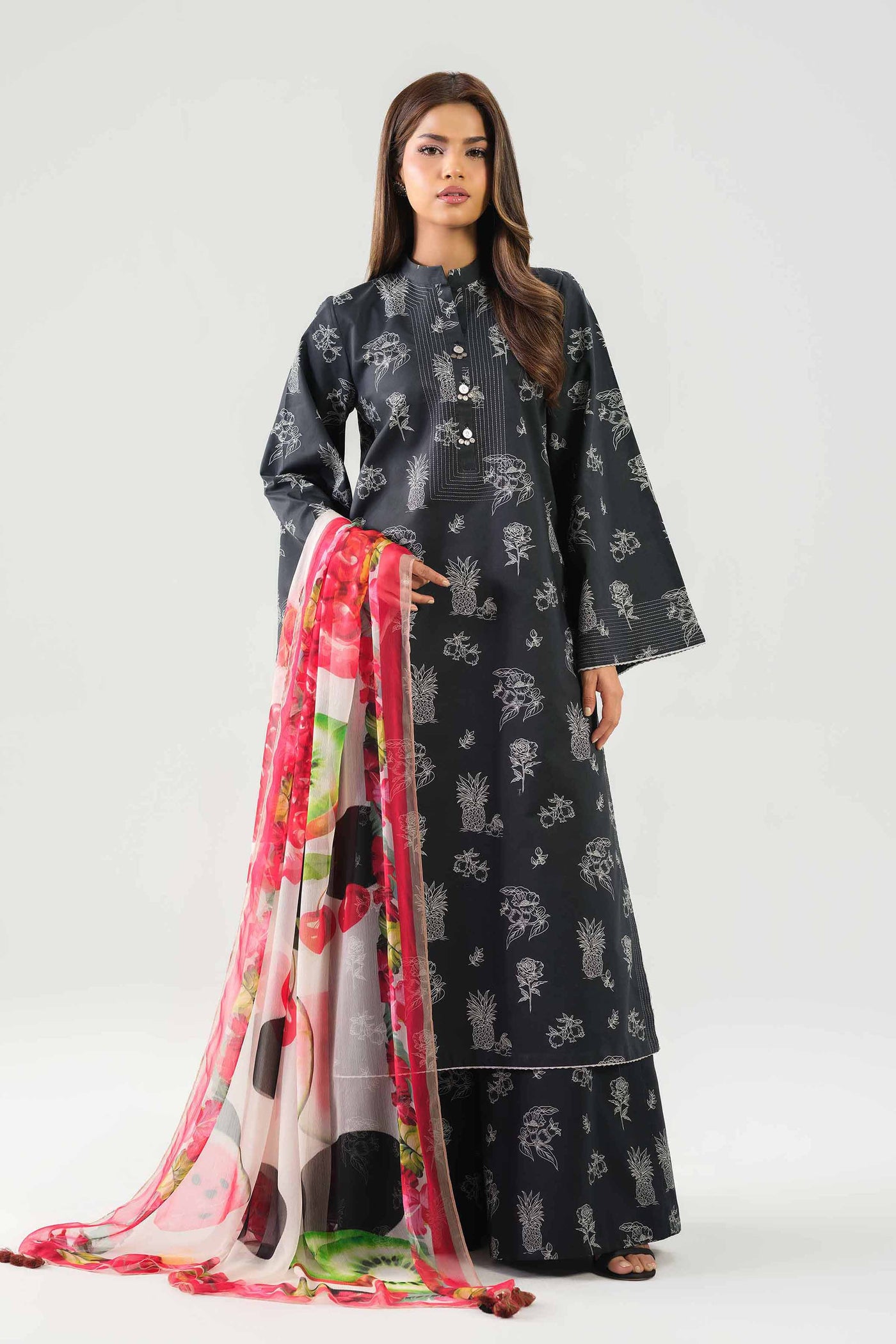3 Piece Embroidered Cotton Net Suit