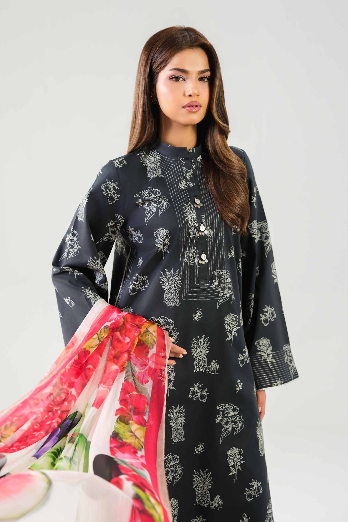 3 Piece Embroidered Cotton Net Suit