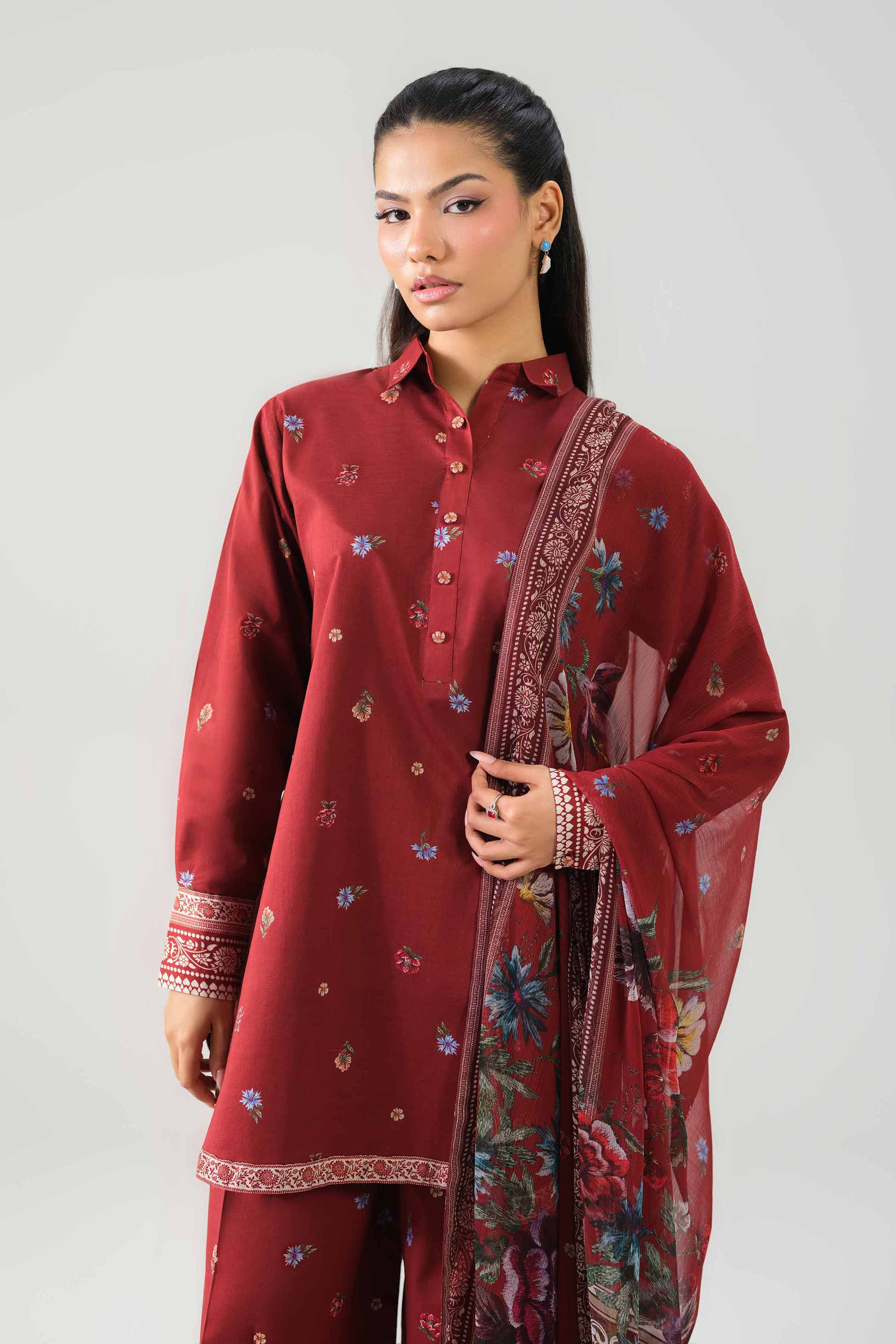 2 Piece Embroidered Dobby Lawn Suit