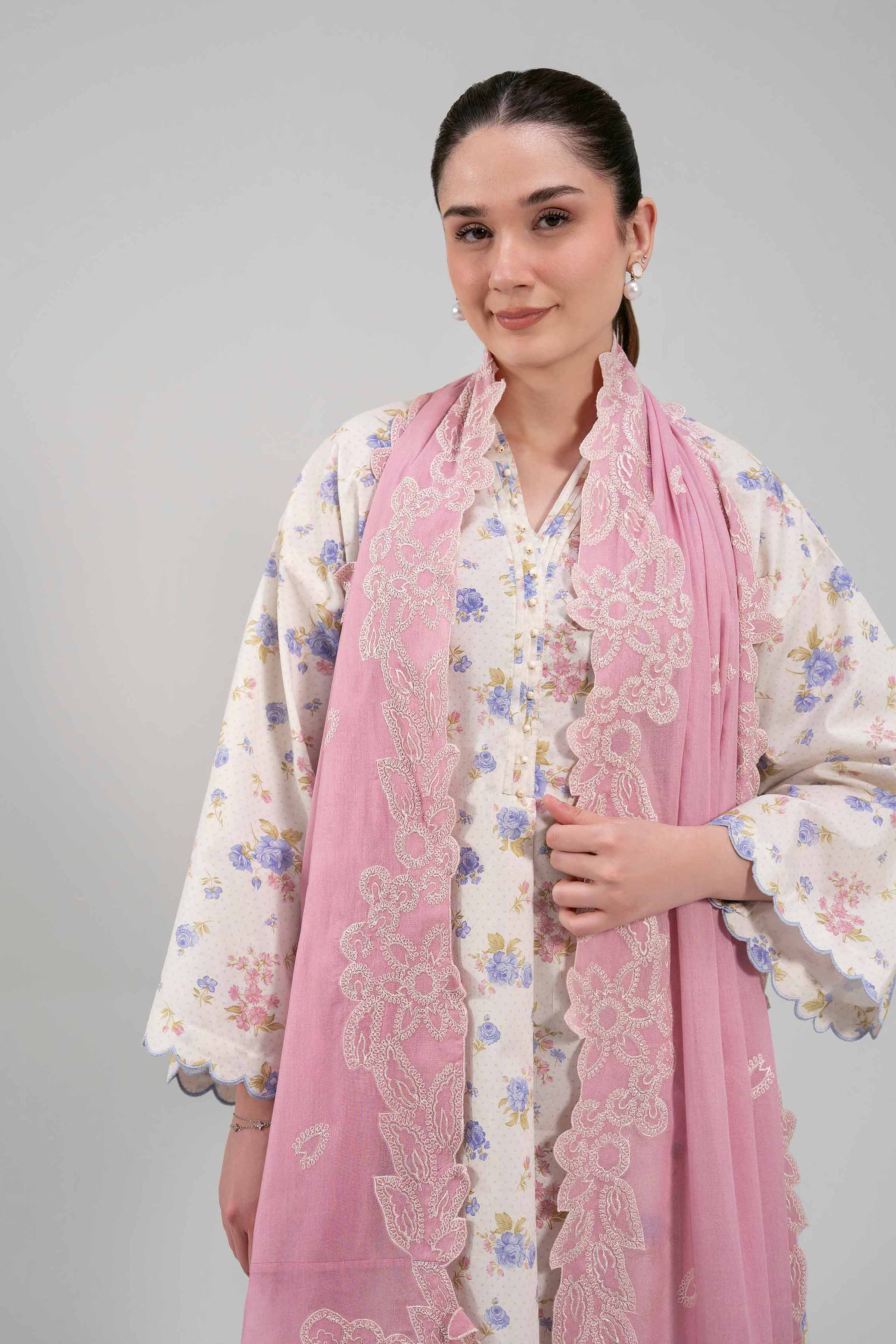 3 Piece - Printed Embroidered Suit - 42601261