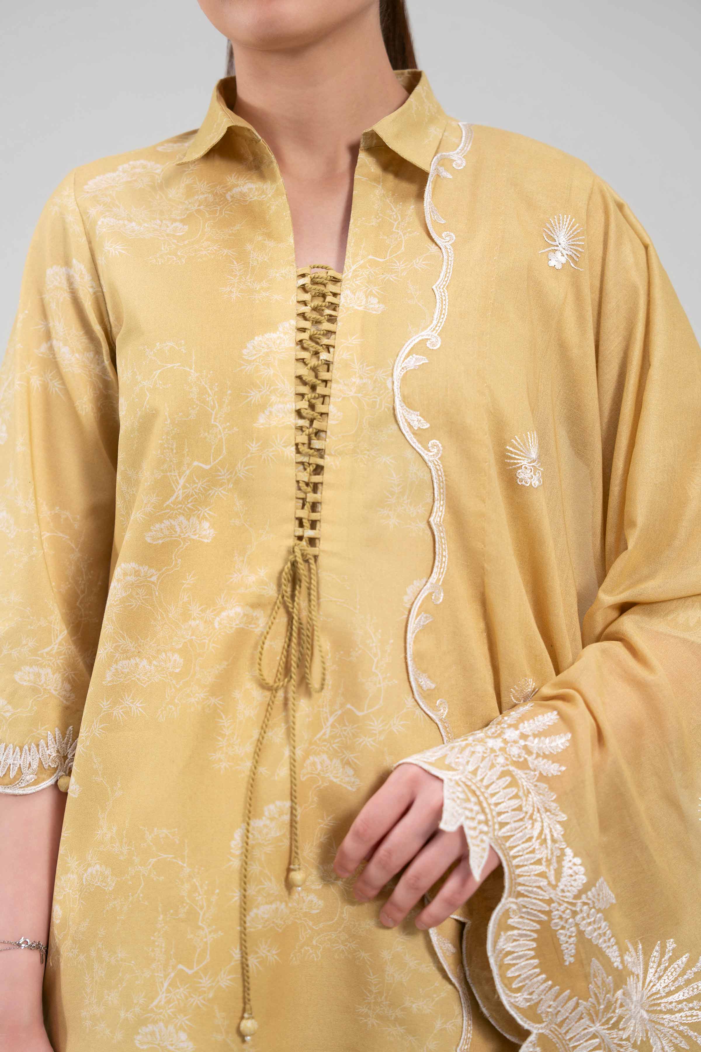 2 Piece Embroidered Dobby Lawn Suit