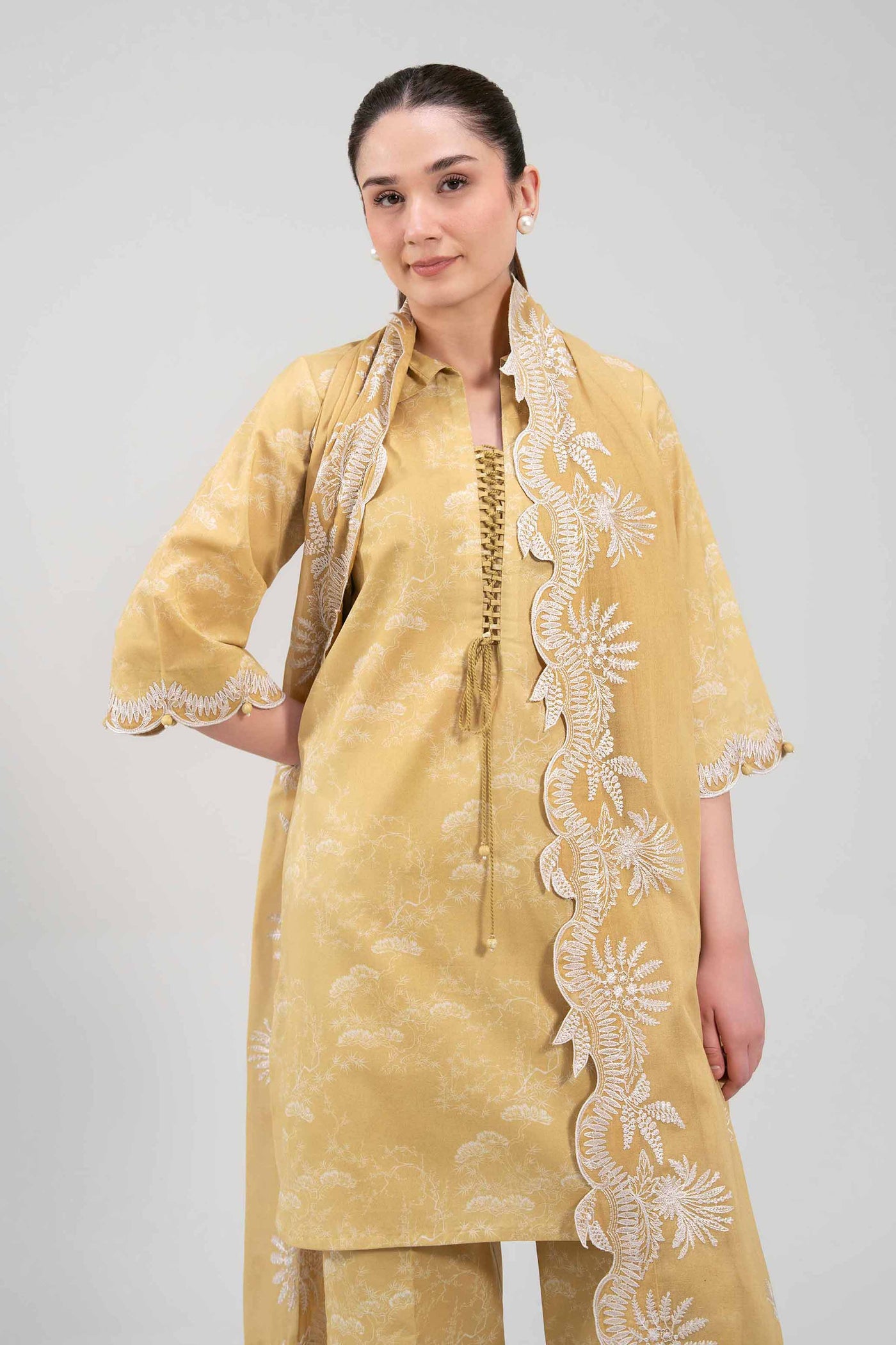 2 Piece Embroidered Dobby Lawn Suit
