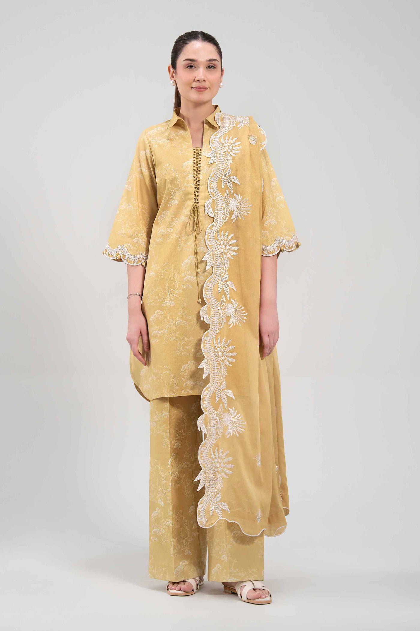 2 Piece Embroidered Dobby Lawn Suit