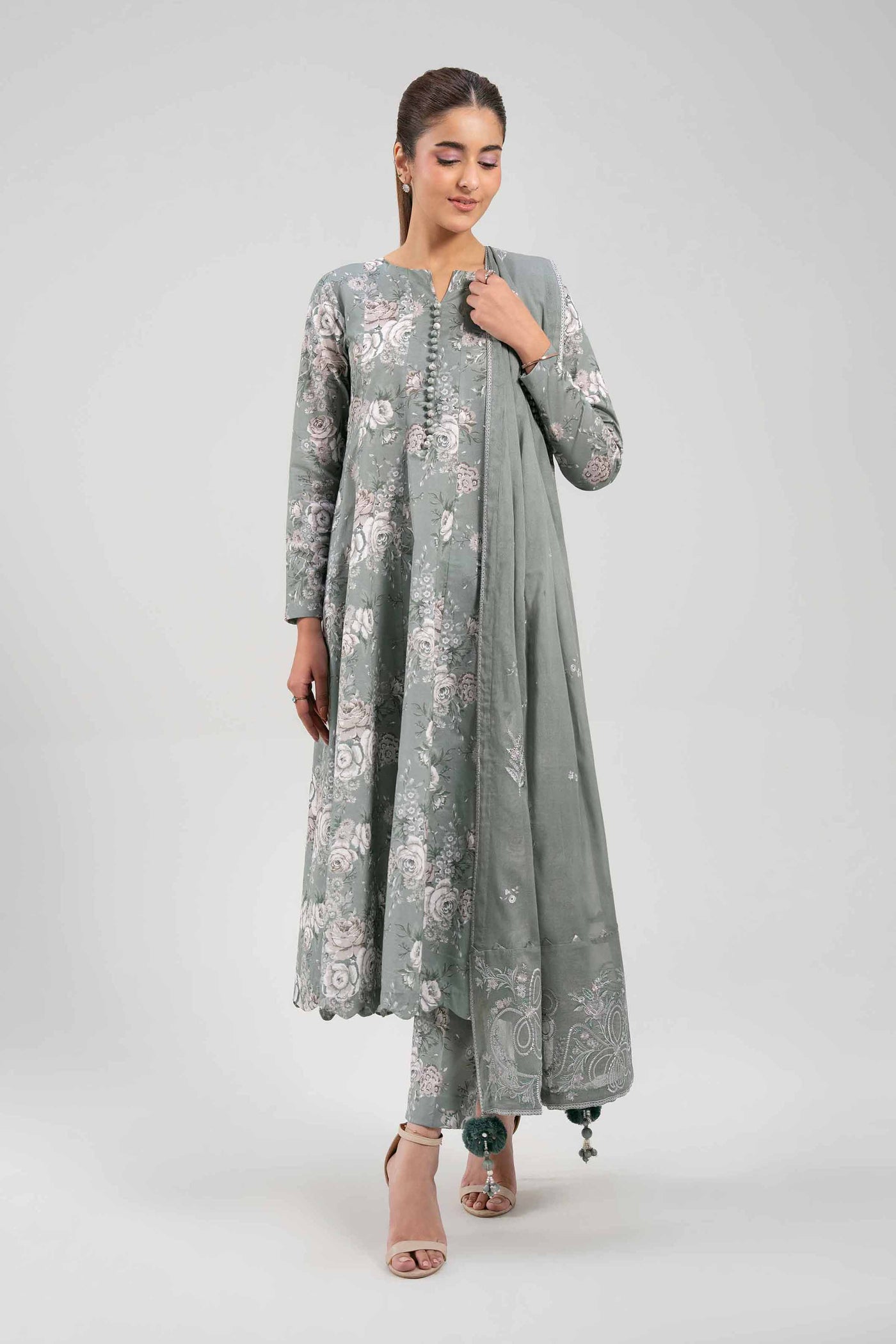 3 Piece Embroidered Net Suit