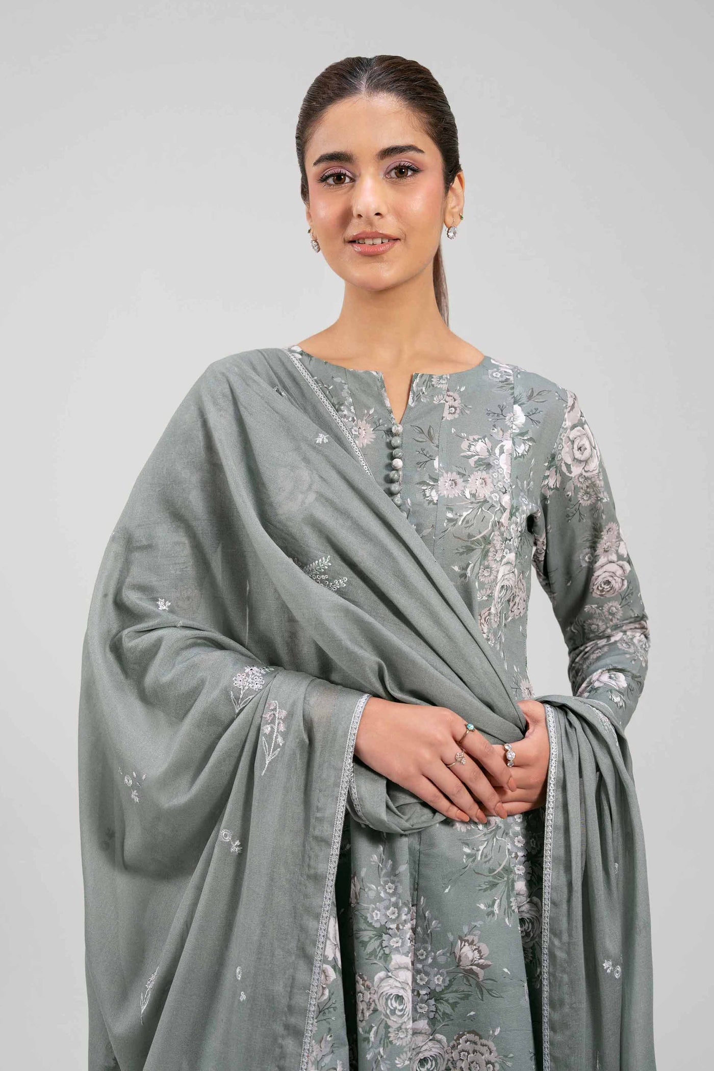 3 Piece Embroidered Net Suit