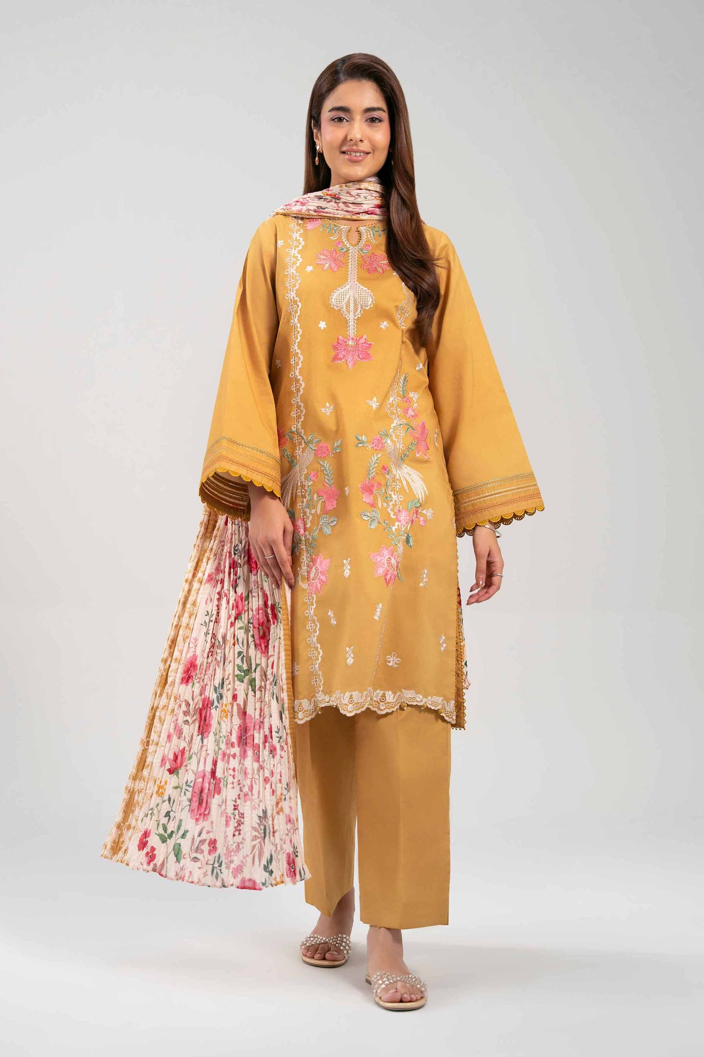 3 Piece Embroidered Lawn Karandi Suit