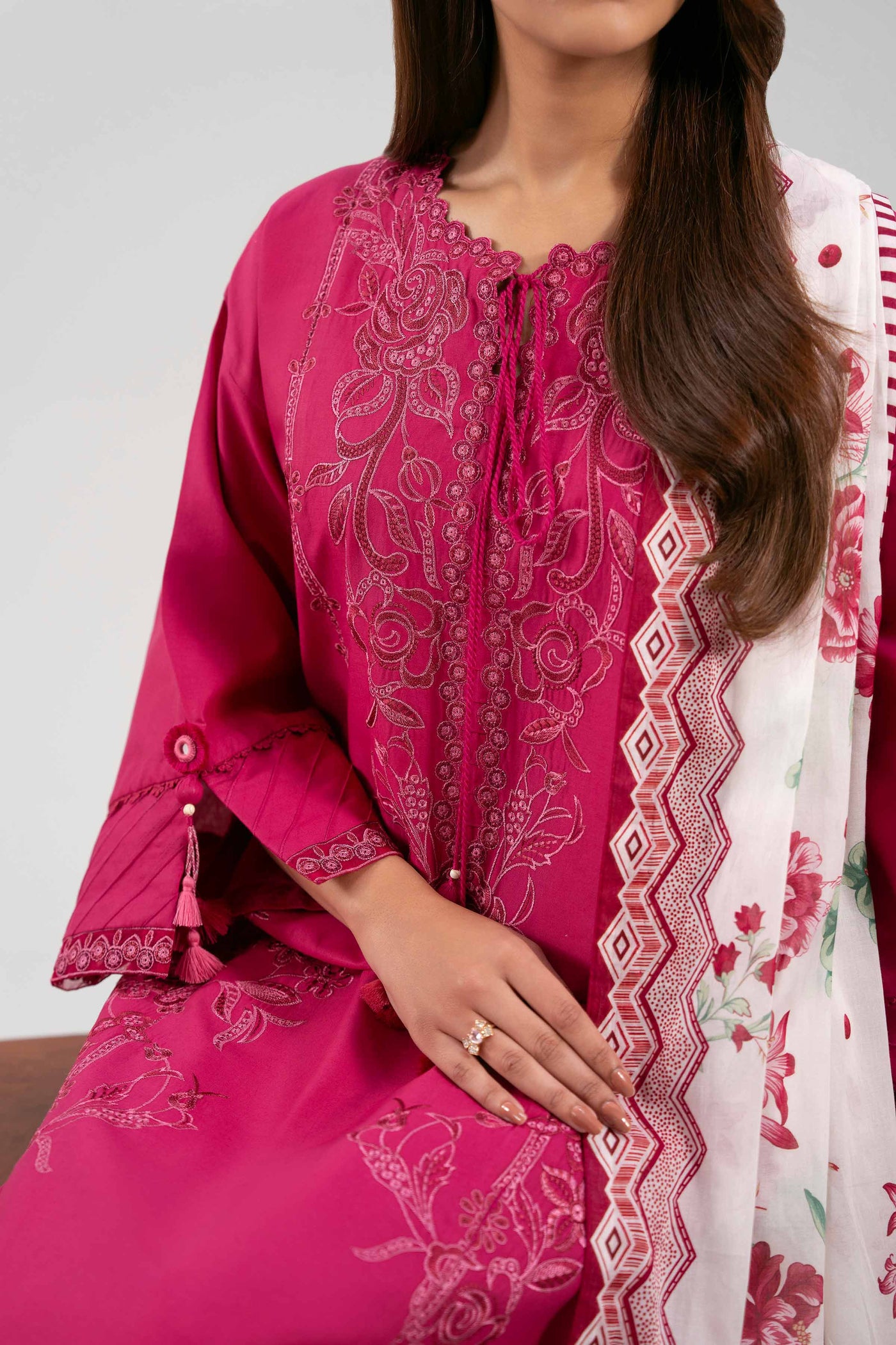 3 Piece Embroidered Chiffon Suit