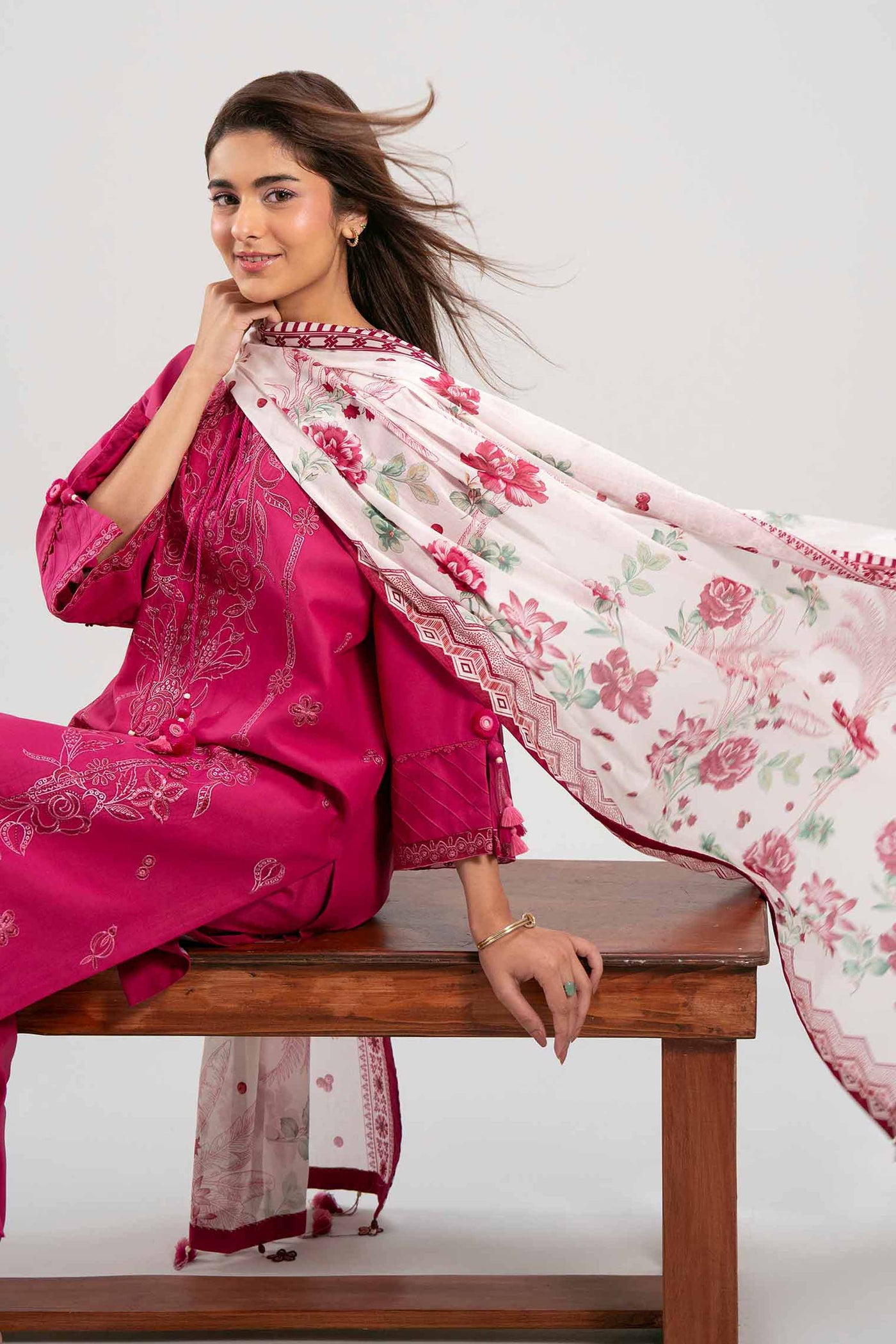3 Piece Embroidered Chiffon Suit