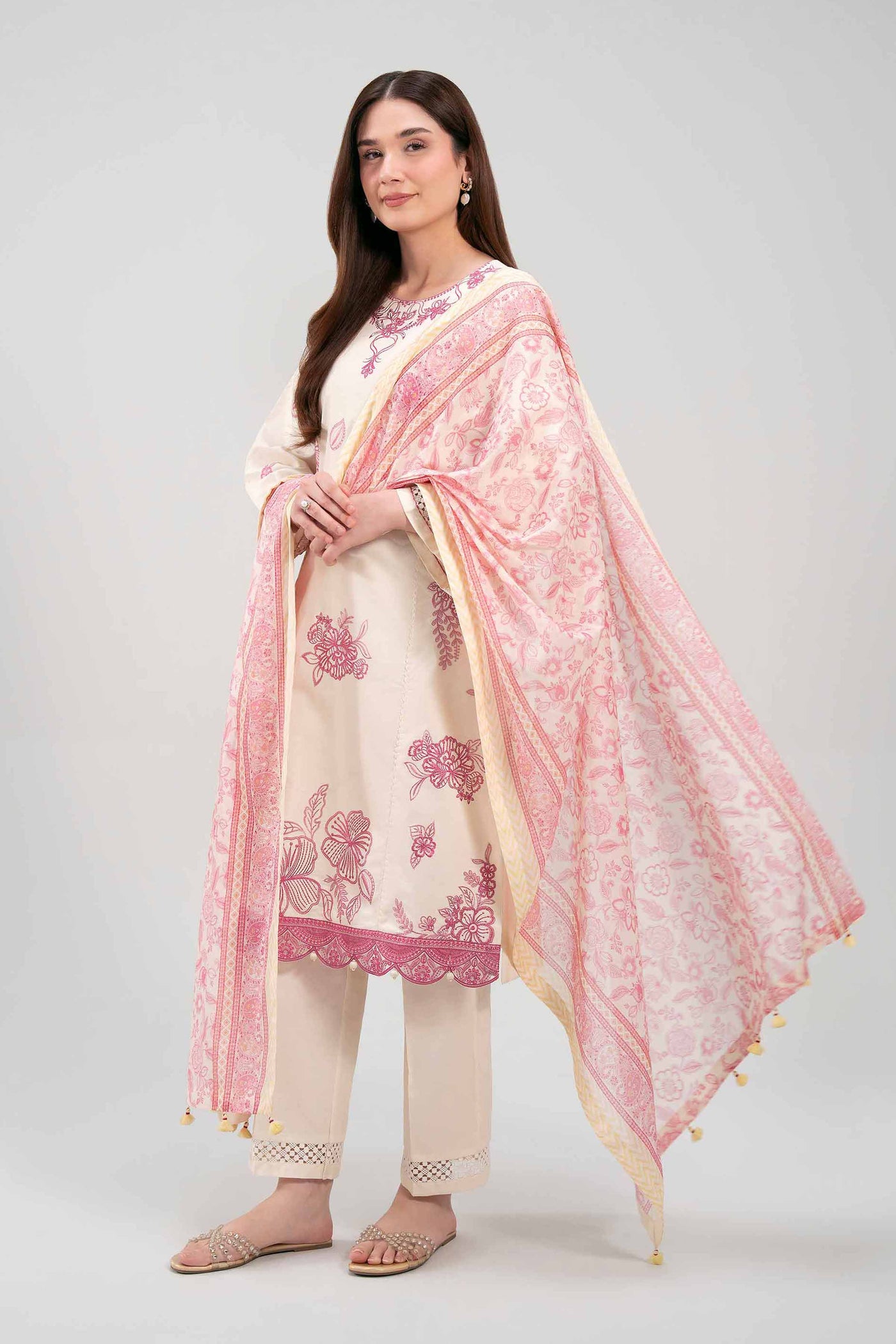 3 Piece Embroidered Dobby Jacquard Suit