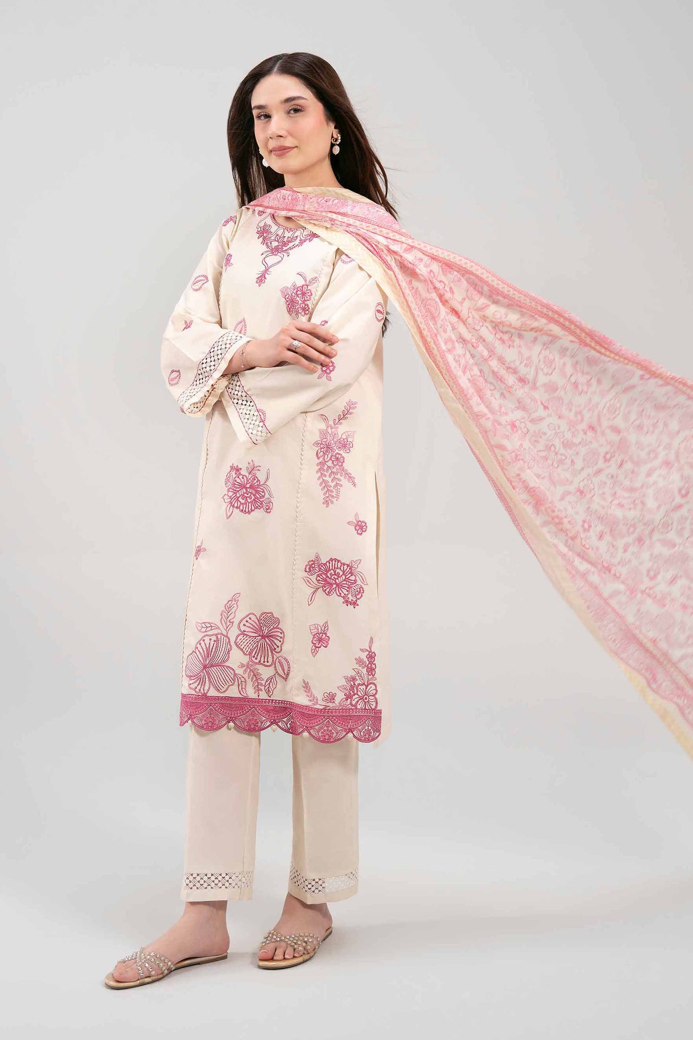 3 Piece Embroidered Dobby Jacquard Suit