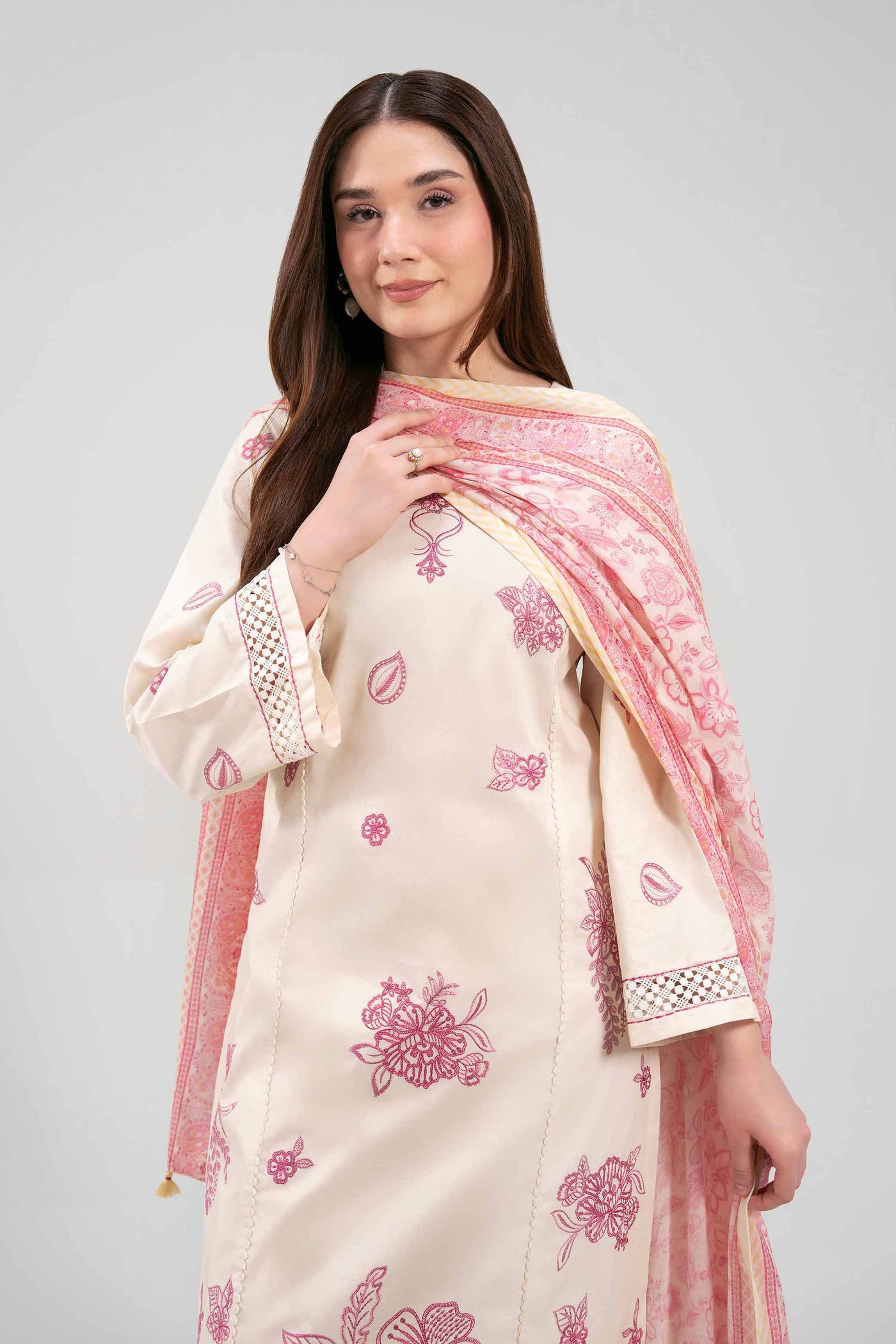 3 Piece Embroidered Dobby Jacquard Suit