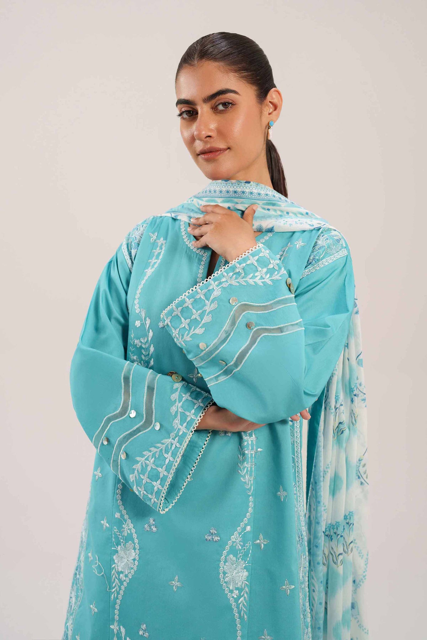 3 Piece Embroidered Zari Organza Suit