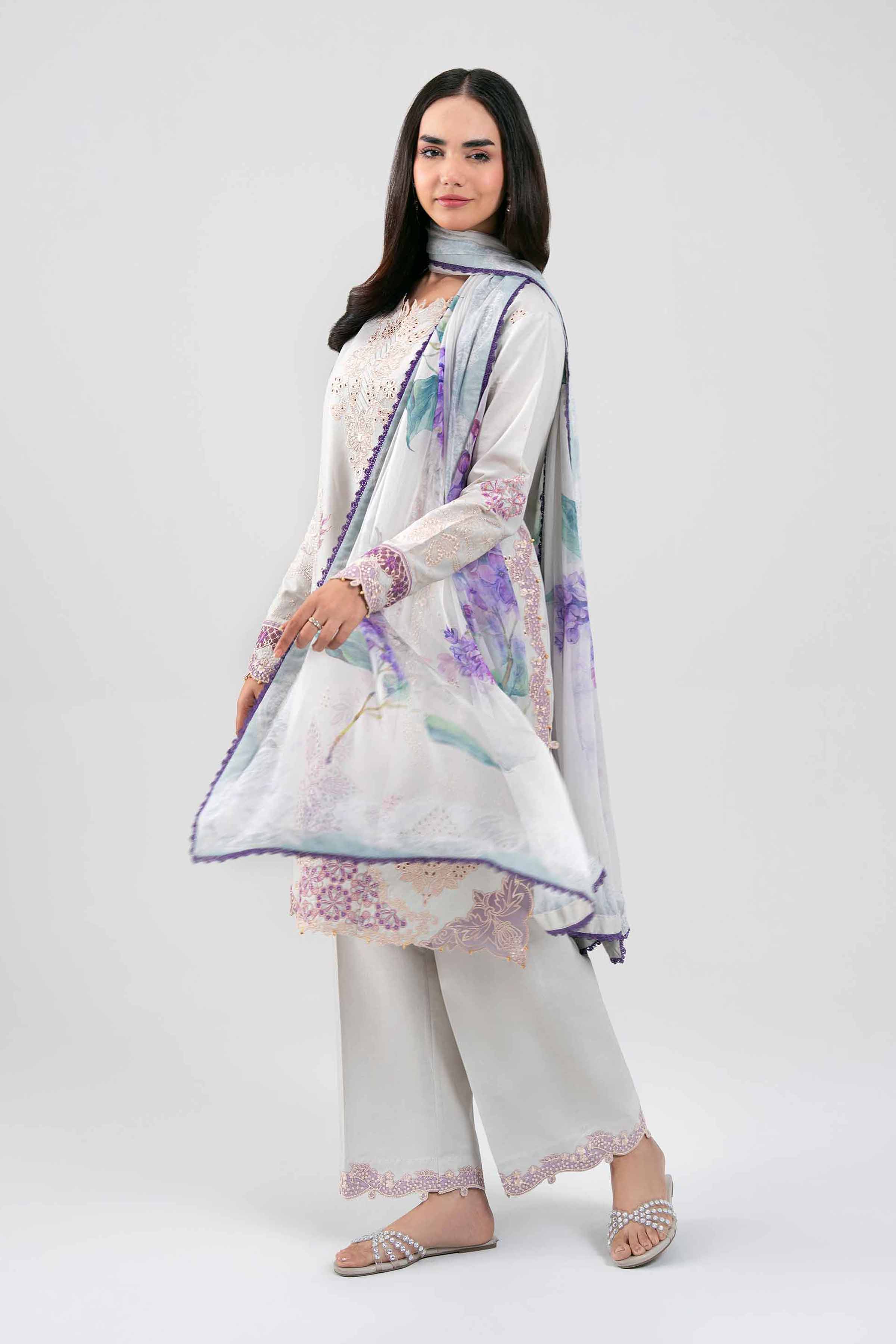 3 Piece - Digital Printed Embroidered Suit - 42601284