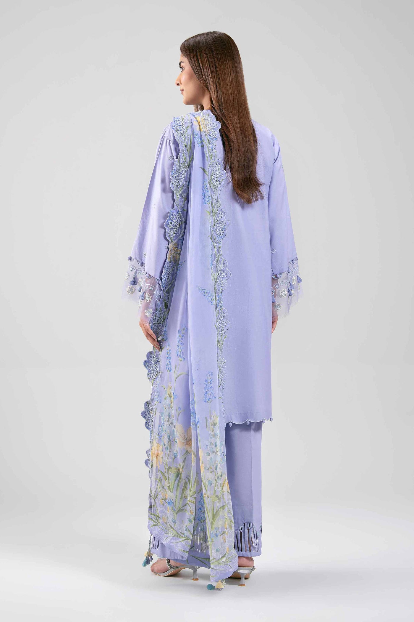 3 Piece Embroidered Raw Silk Suit