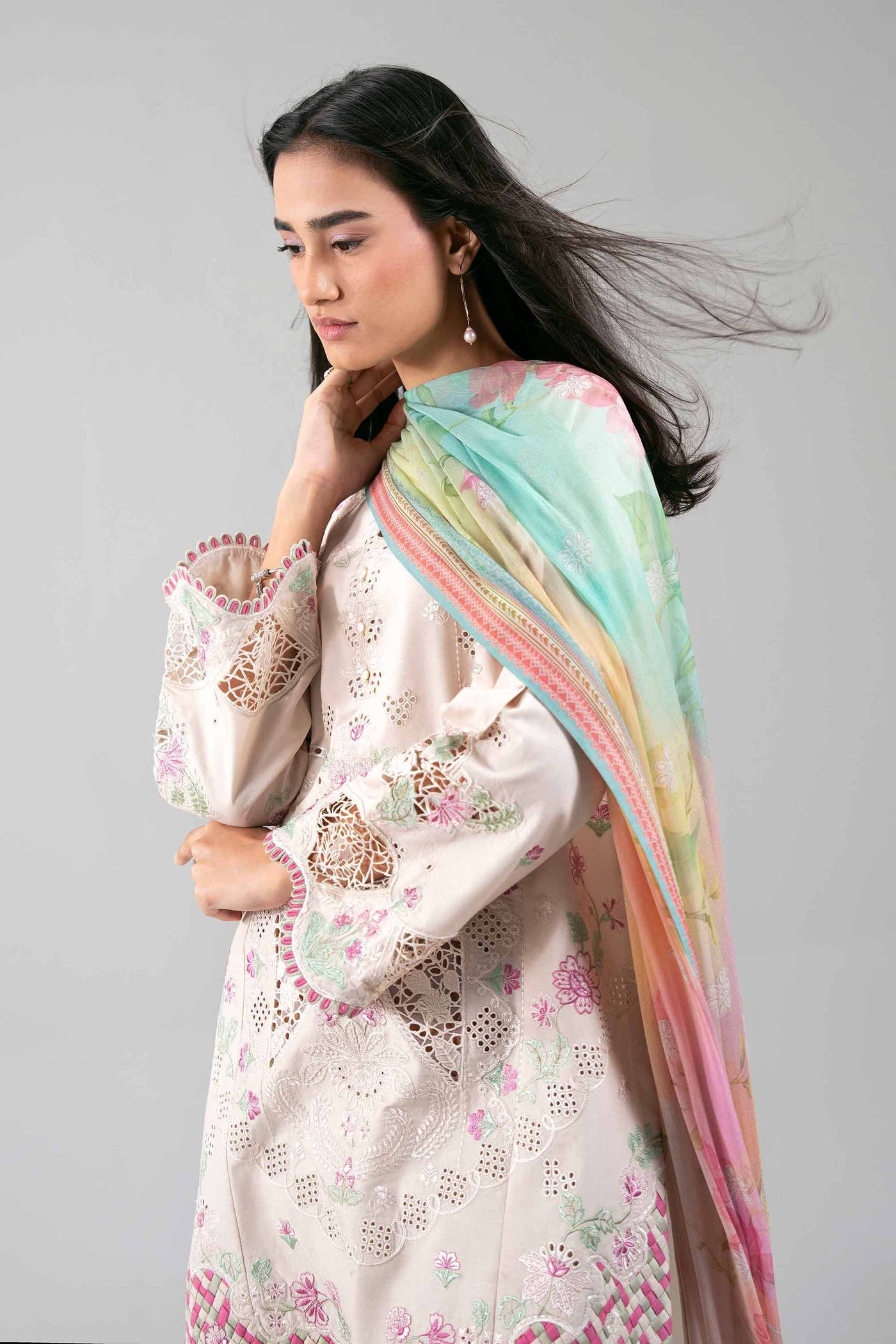 3 Piece Unstitched Embroidered Lawn Suit