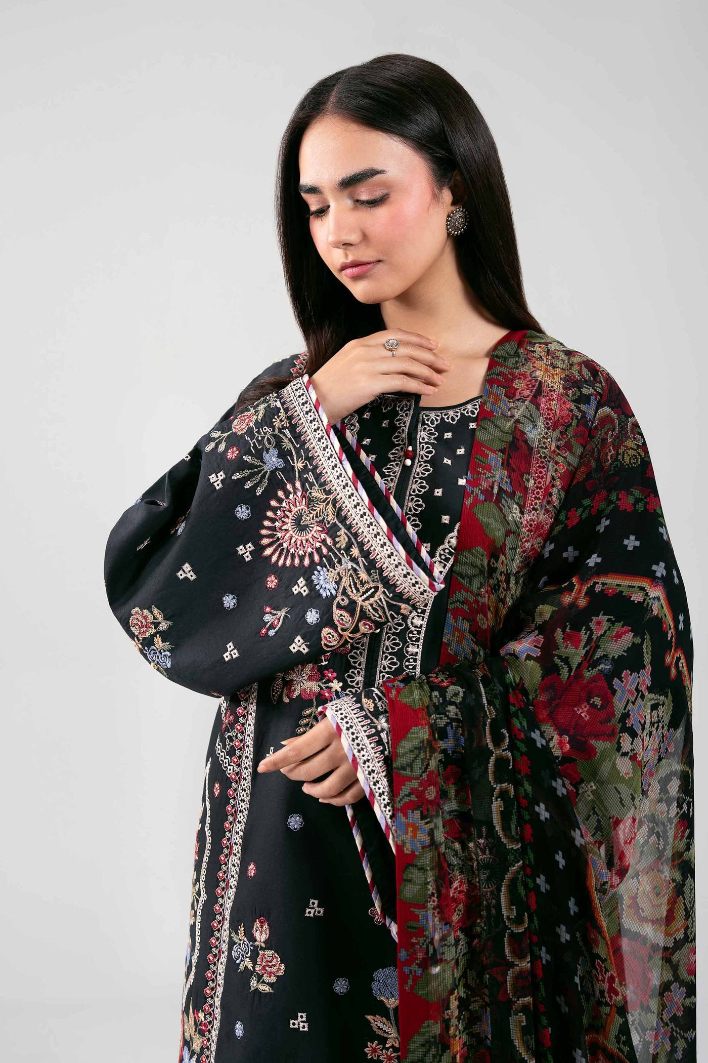 3 Piece Embroidered Organza Suit
