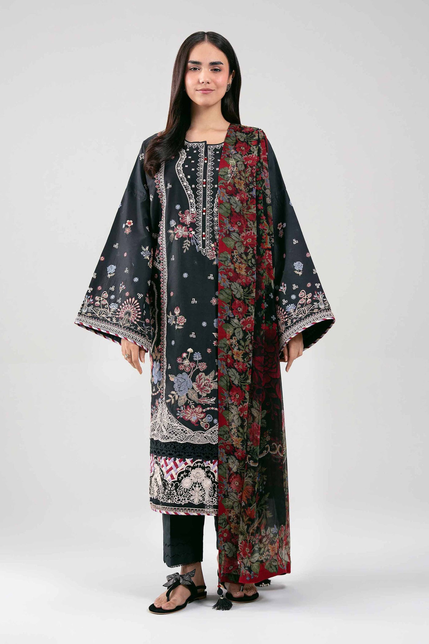 3 Piece Embroidered Organza Suit