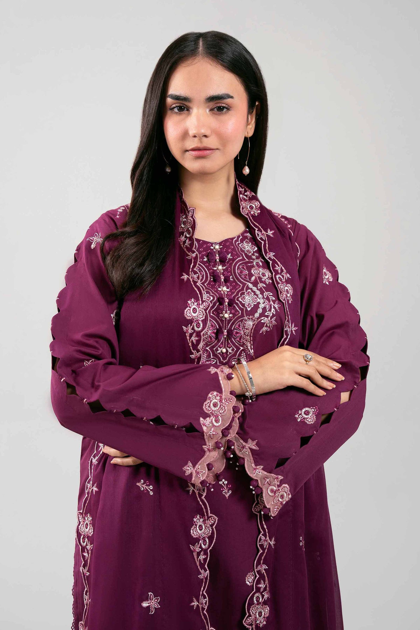 2 Piece Embroidered Dobby Lawn Suit