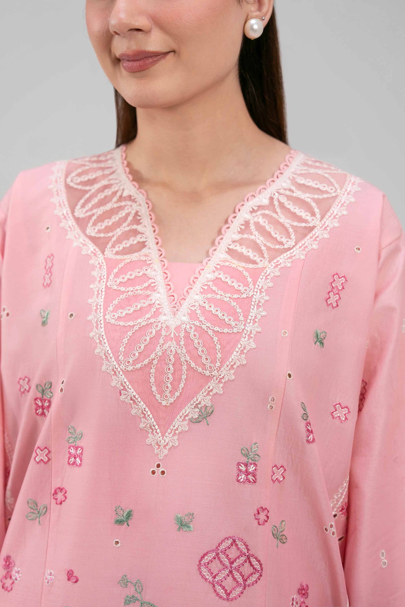2 Piece Embroidered Raw Silk Suit
