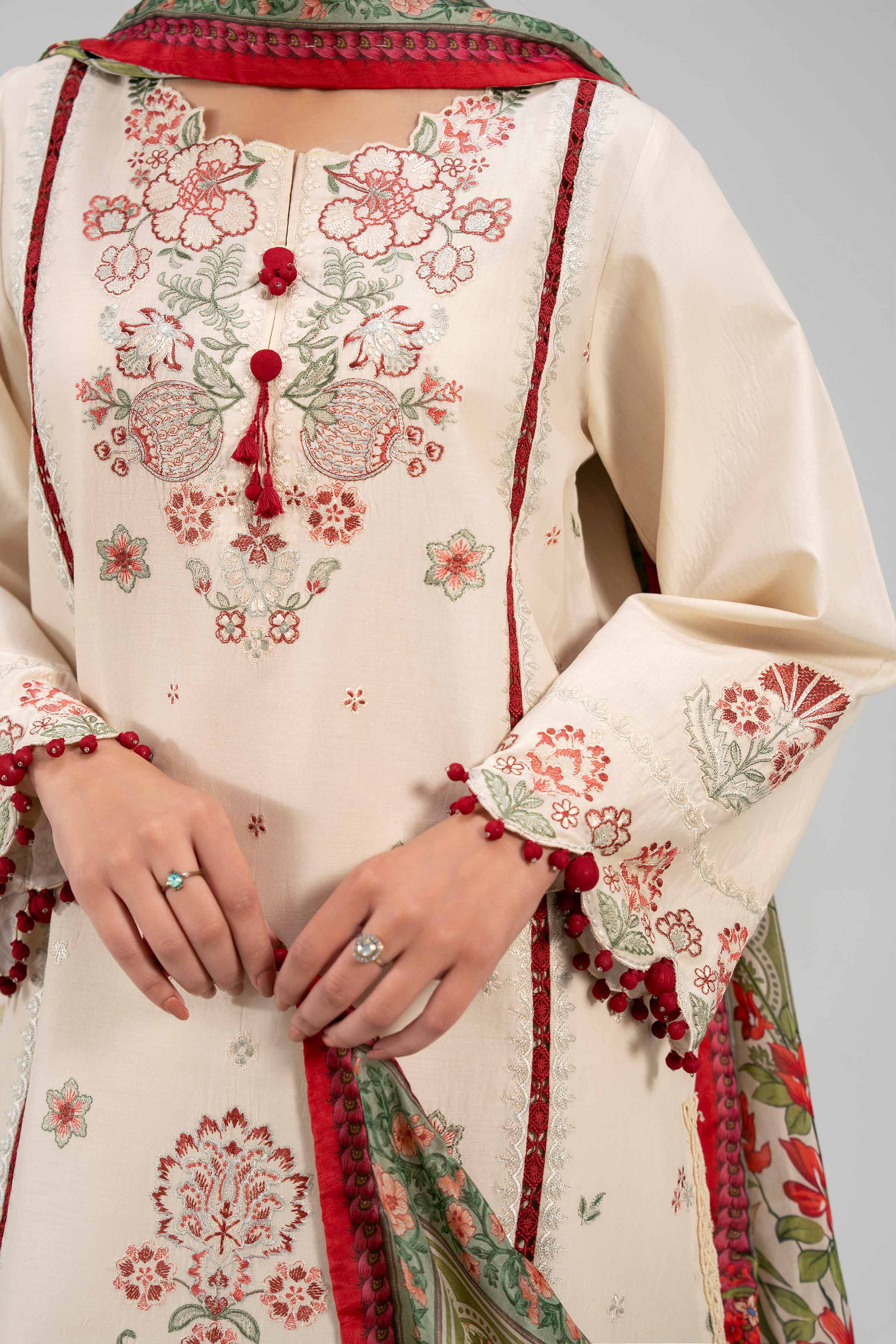 3 Piece - Digital Printed Embroidered Suit - 42601322