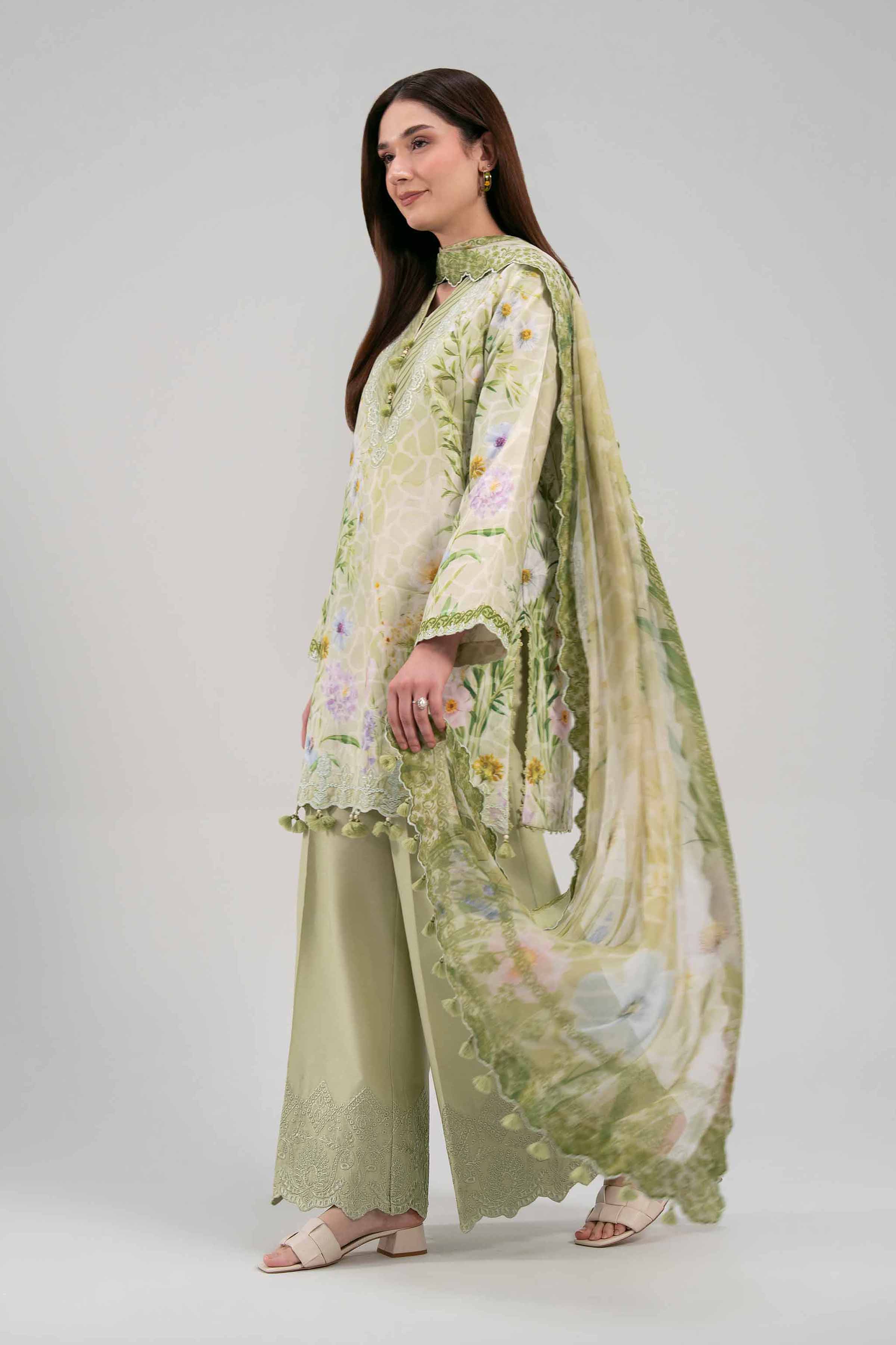 3 Piece - Digital Printed Embroidered Suit - 42601329