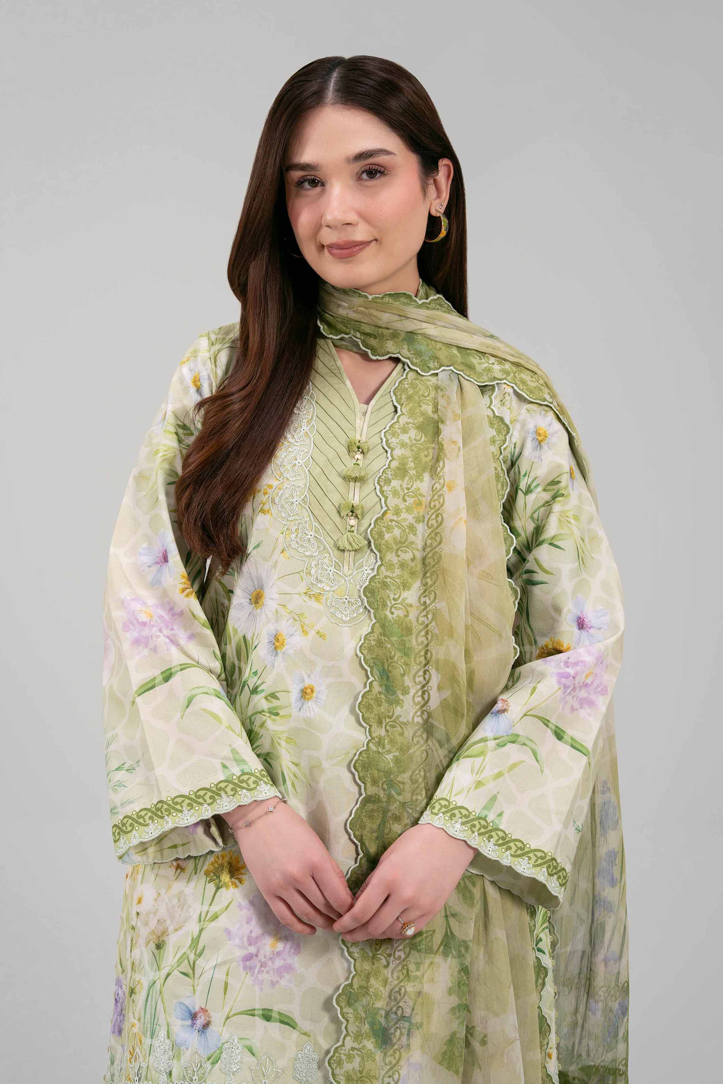 3 Piece - Digital Printed Embroidered Suit - 42601329