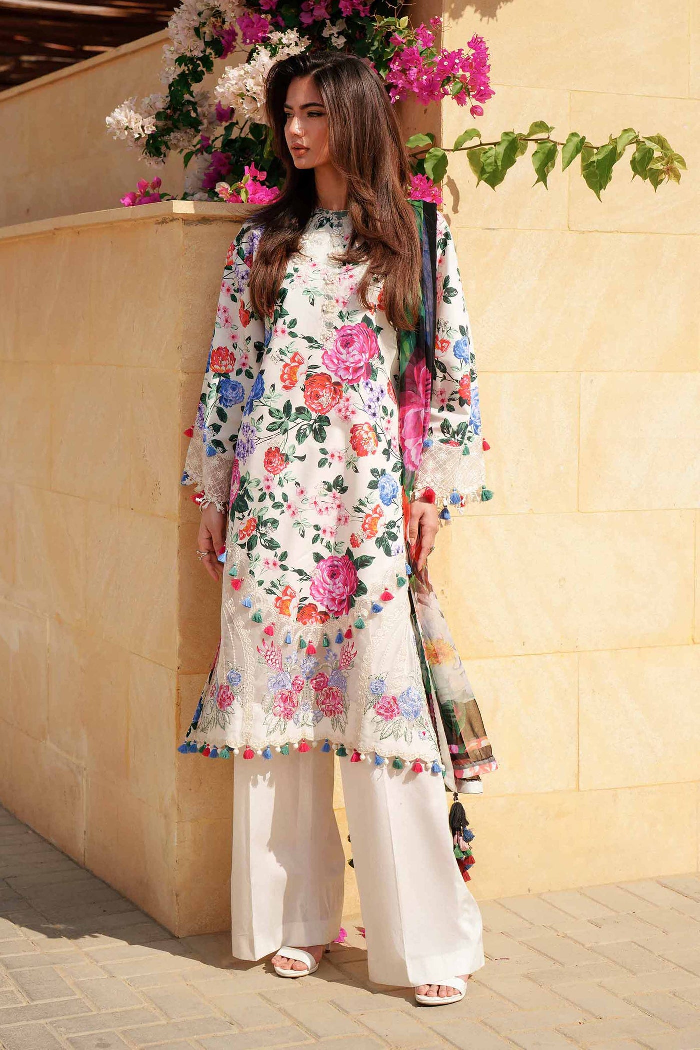 3 Piece Embroidered Dobby Lawn Suit