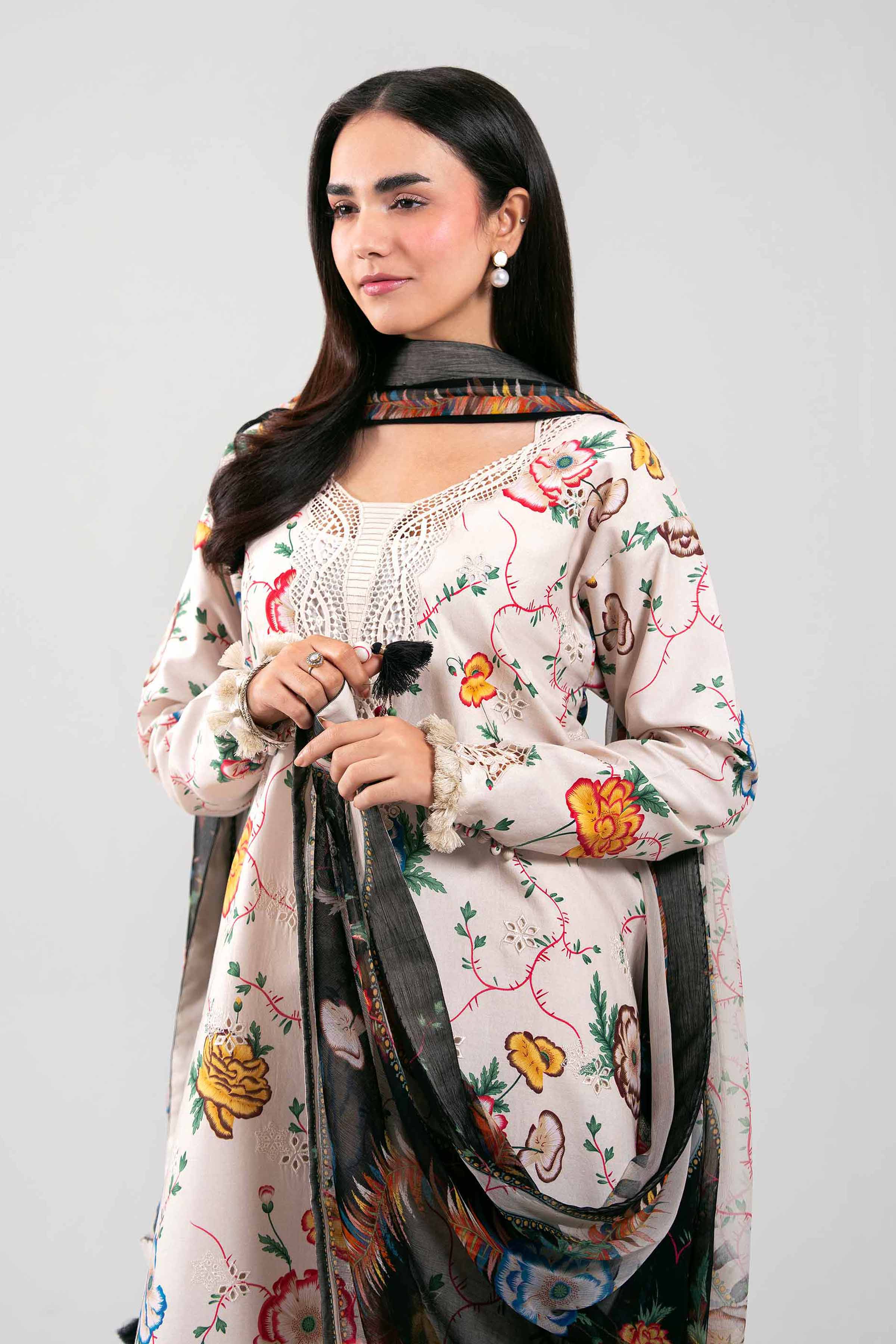 3 Piece - Digital Printed Embroidered Suit - 42601333