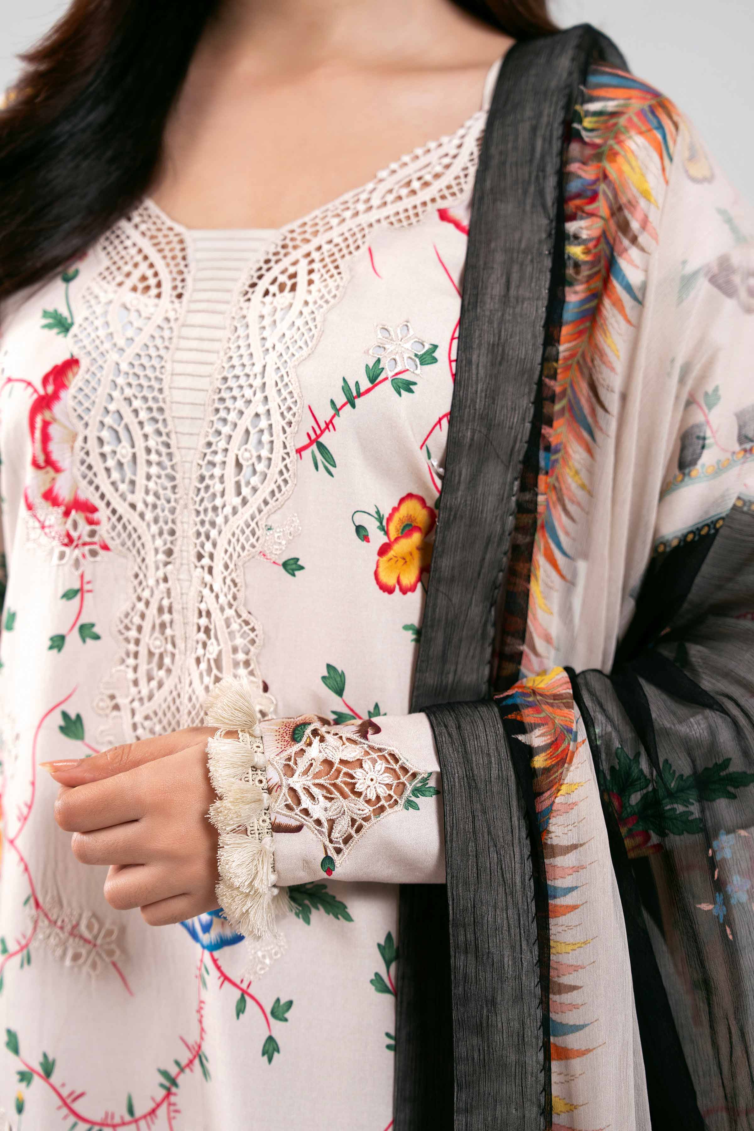 3 Piece - Digital Printed Embroidered Suit - 42601333